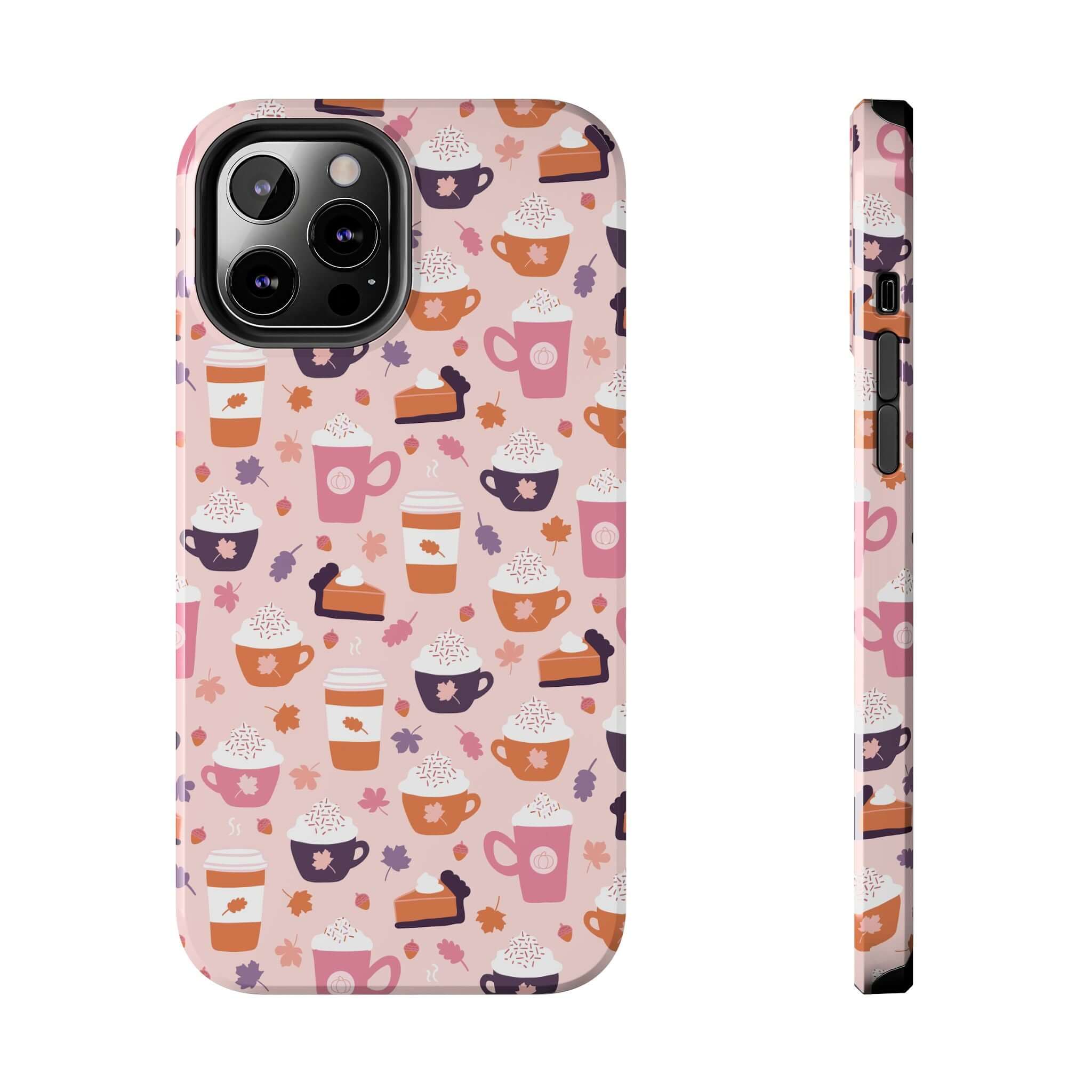 Cute PSL Vibes iPhone 15 case with fall drink designs, perfect for pumpkin spice lovers. Durable and stylish cute phone case.