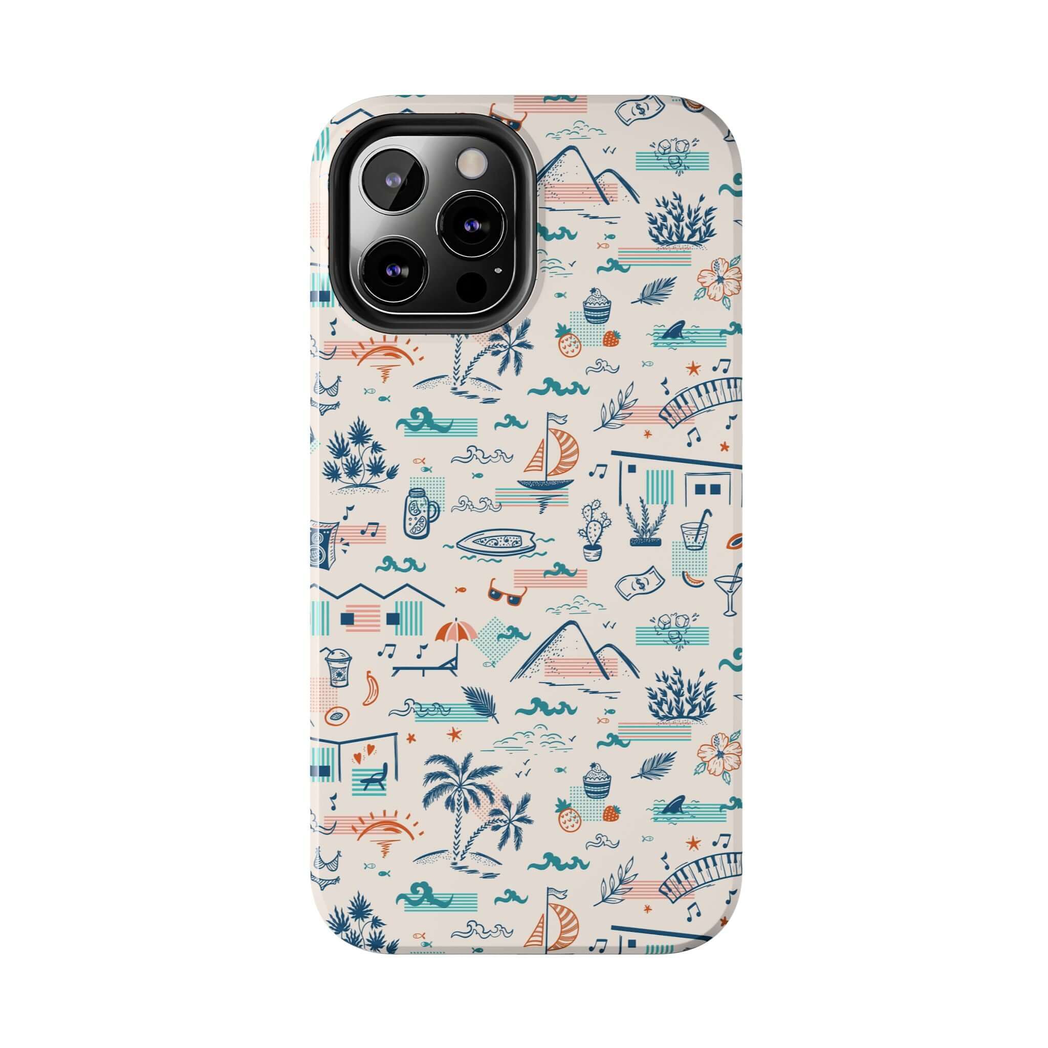 Forever on Vacation colorful iPhone 14 Pro Max case with summer and beach-themed design, cute phone case fun for summer vibes