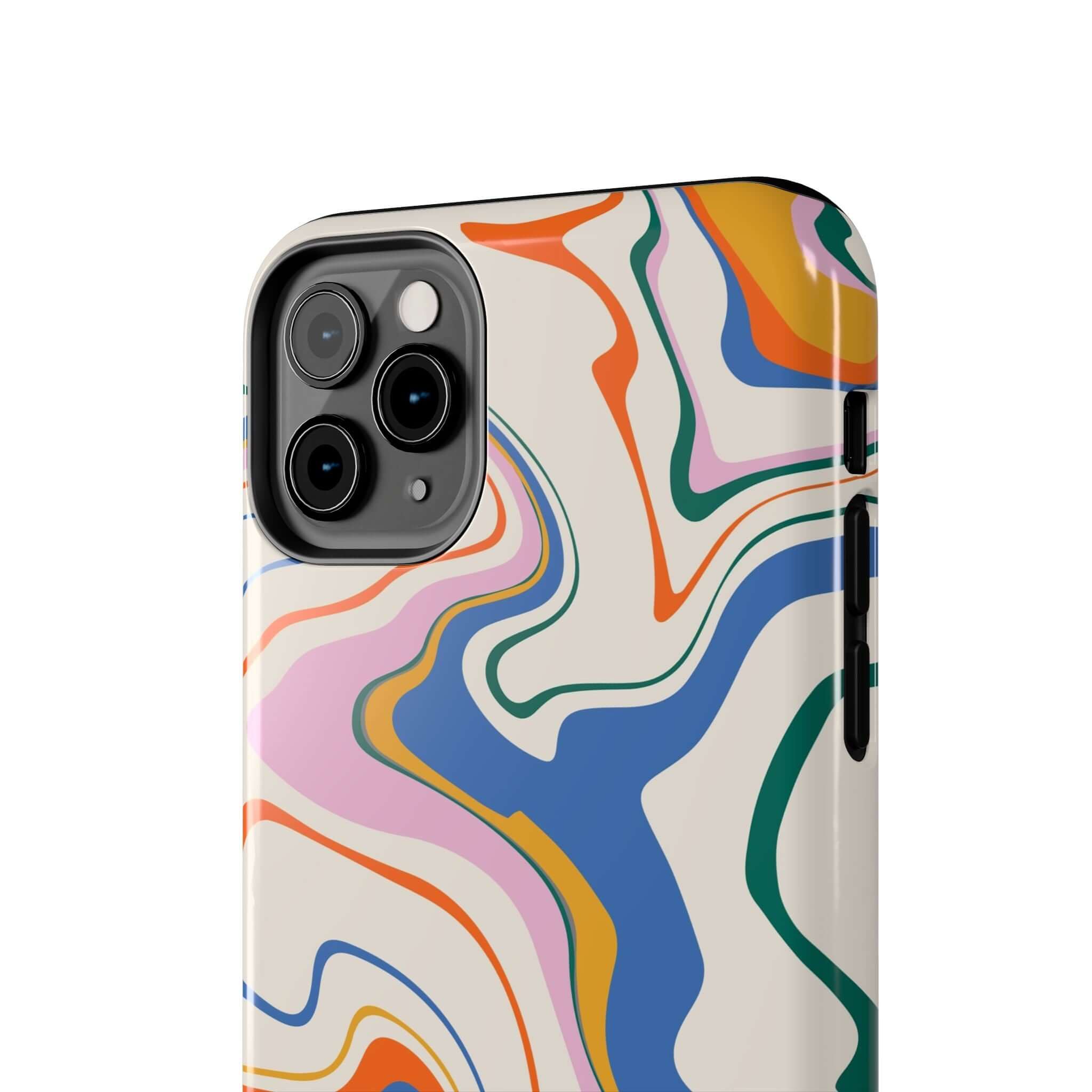 Colorful abstract swirl design phone case for iPhone 14 Pro Max and Samsung S23