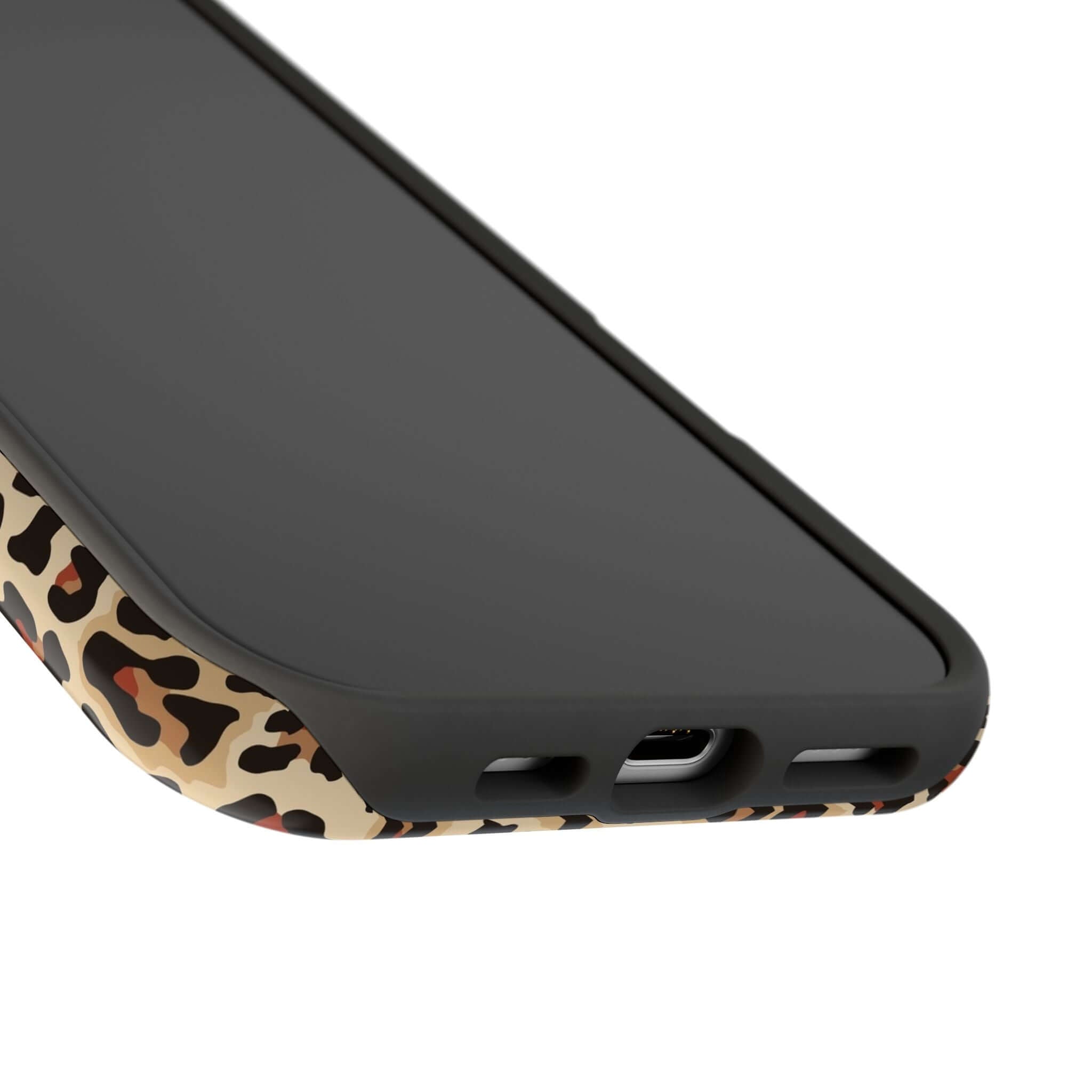 Leopard print iPhone case with MagSafe, showcasing a stylish and protective design. Cute and colorful abstract phone case.