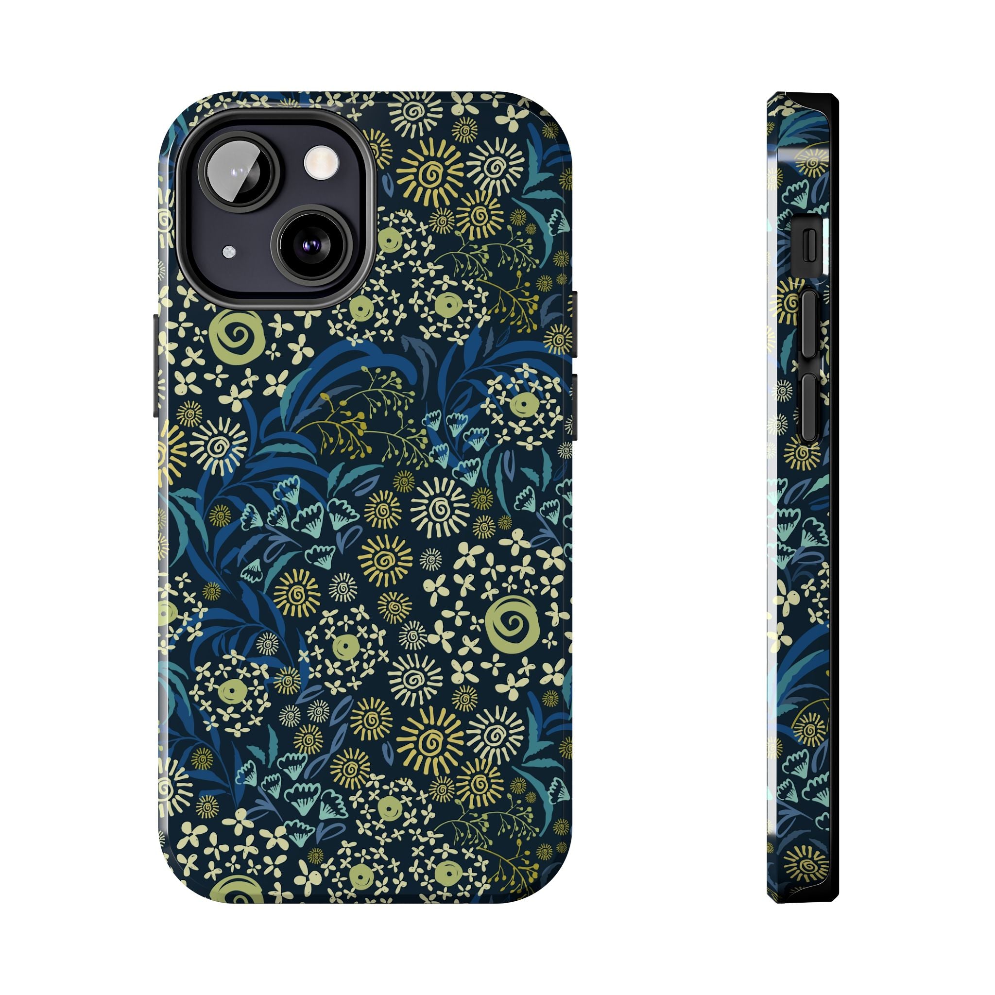 Botanic Breeze Blue Floral iPhone Case Cover | Cute Phone Case with Blue Flowers, Provides Protection from Scratches, Perfect for Floral Lover