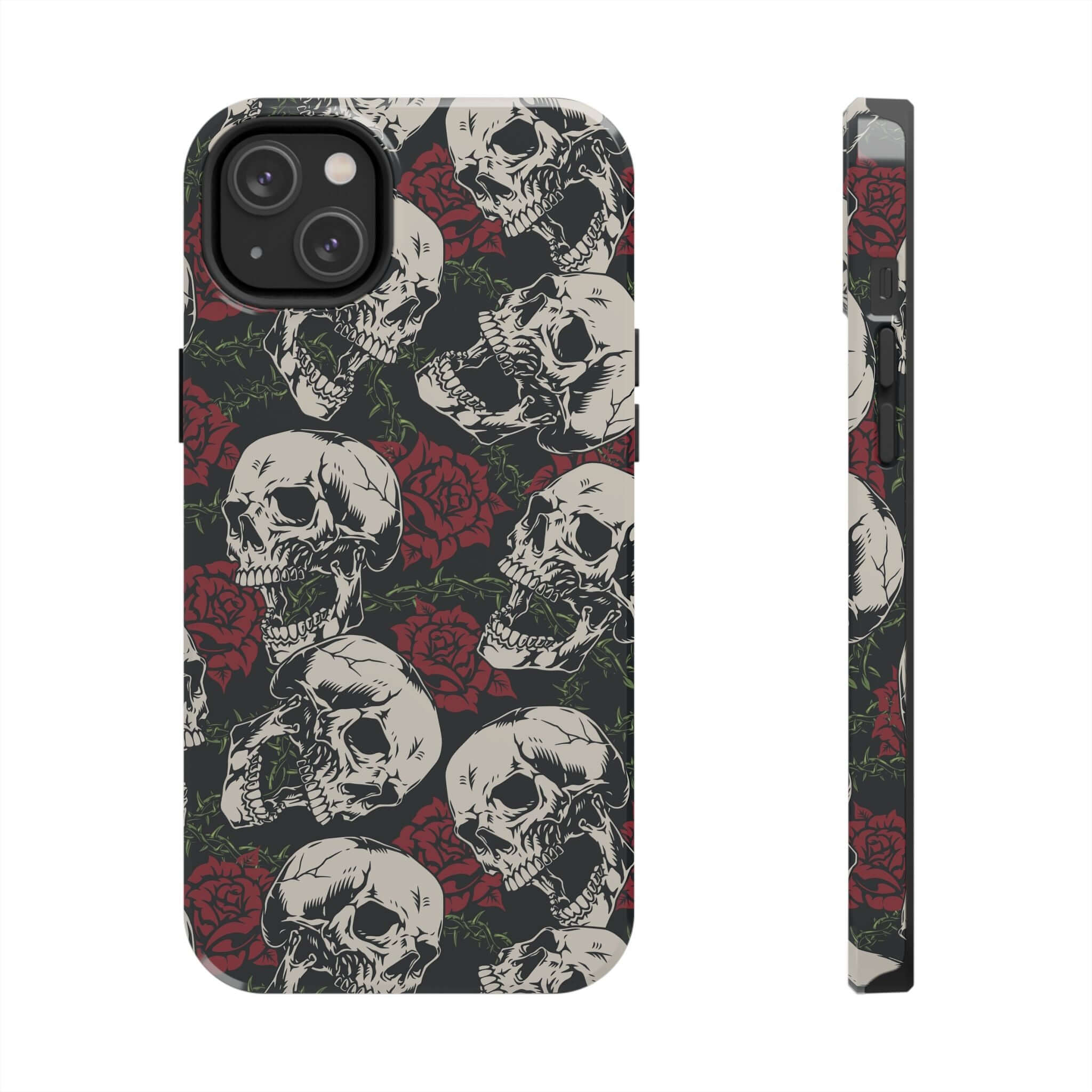 Cute MagSafe iPhone 16 case with rebellious biker skull and rose design, protective and stylish phone case.