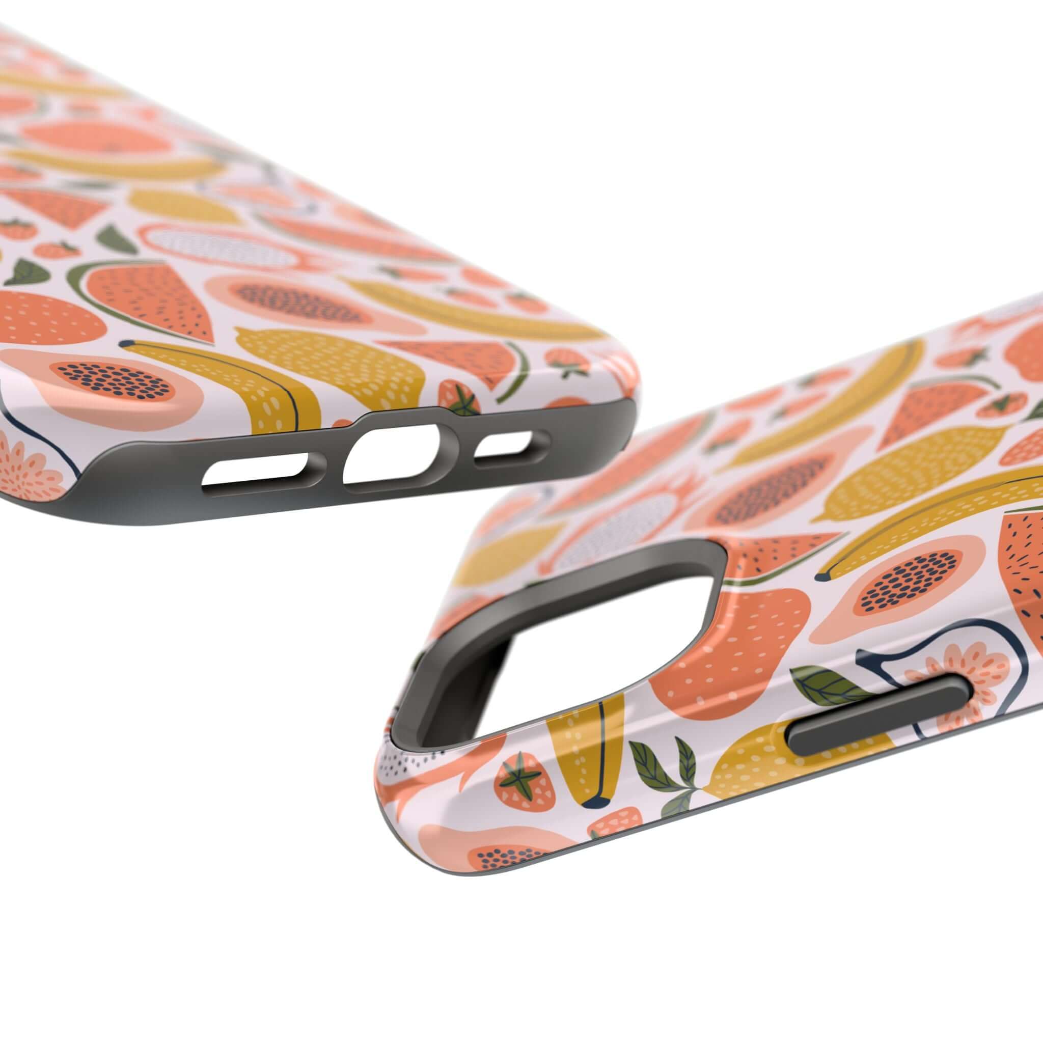 Cute iPhone 14 tropical fruit case with playful design, protective phone cover, free shipping.