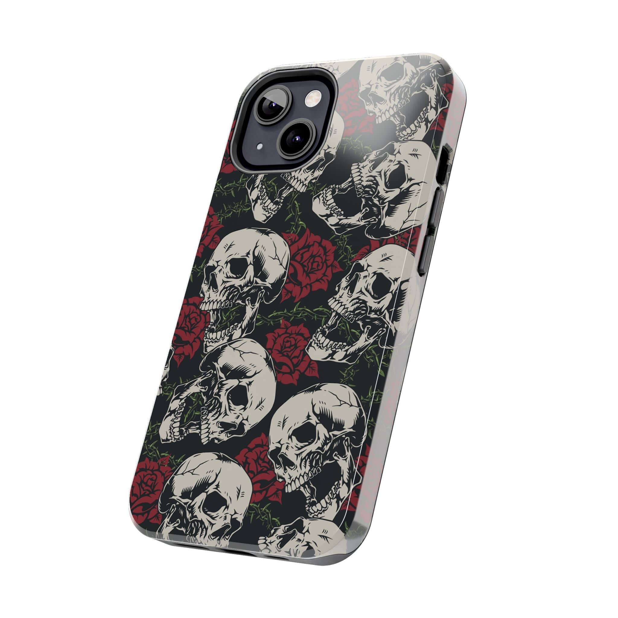 Cute MagSafe iPhone 16 Case with Skull and Rose Design, Protective Baddie Girl Vibes Case