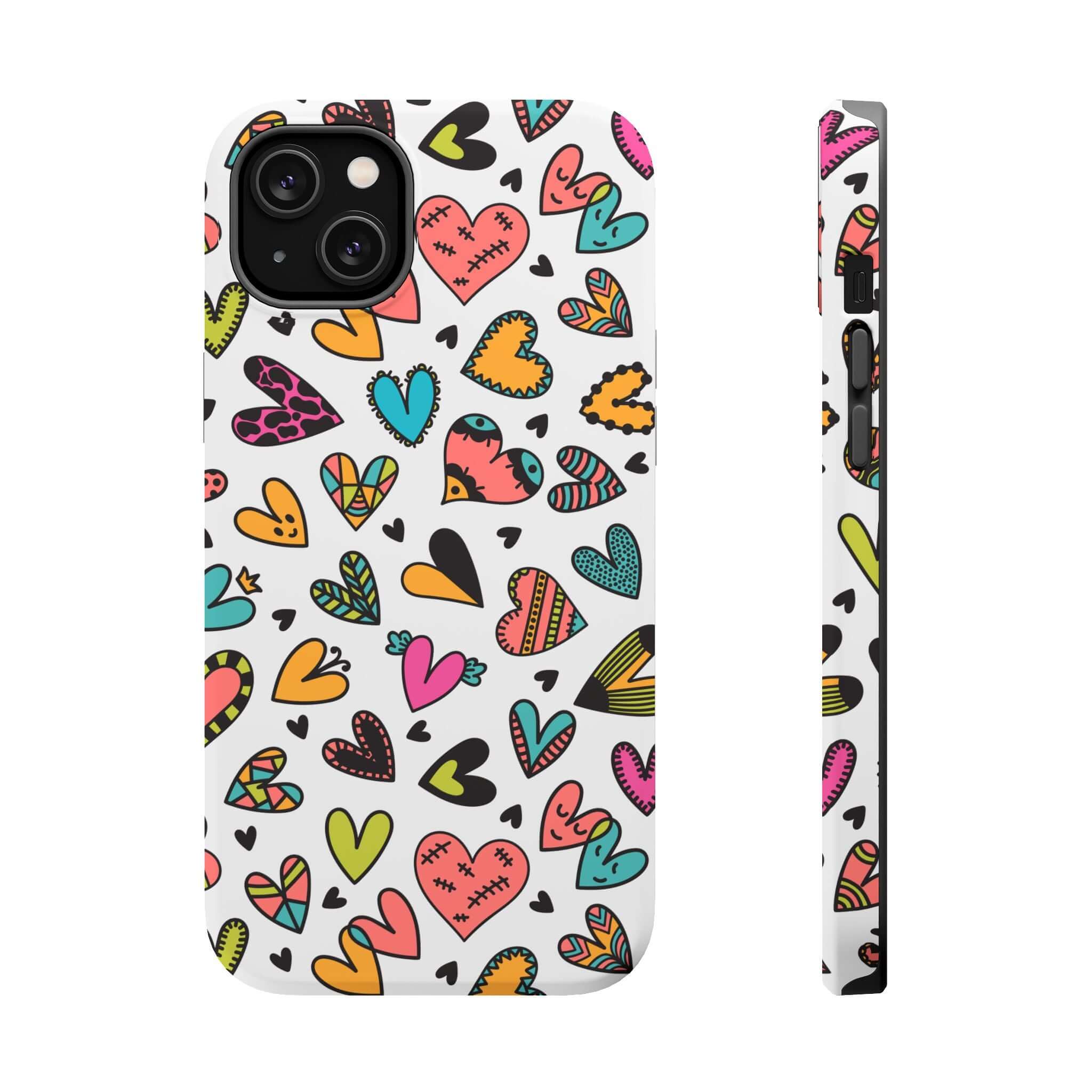 Colorful iPhone case with cute hearts design, perfect for stylish phone protection. Free shipping available on unique, cute phone case brands.