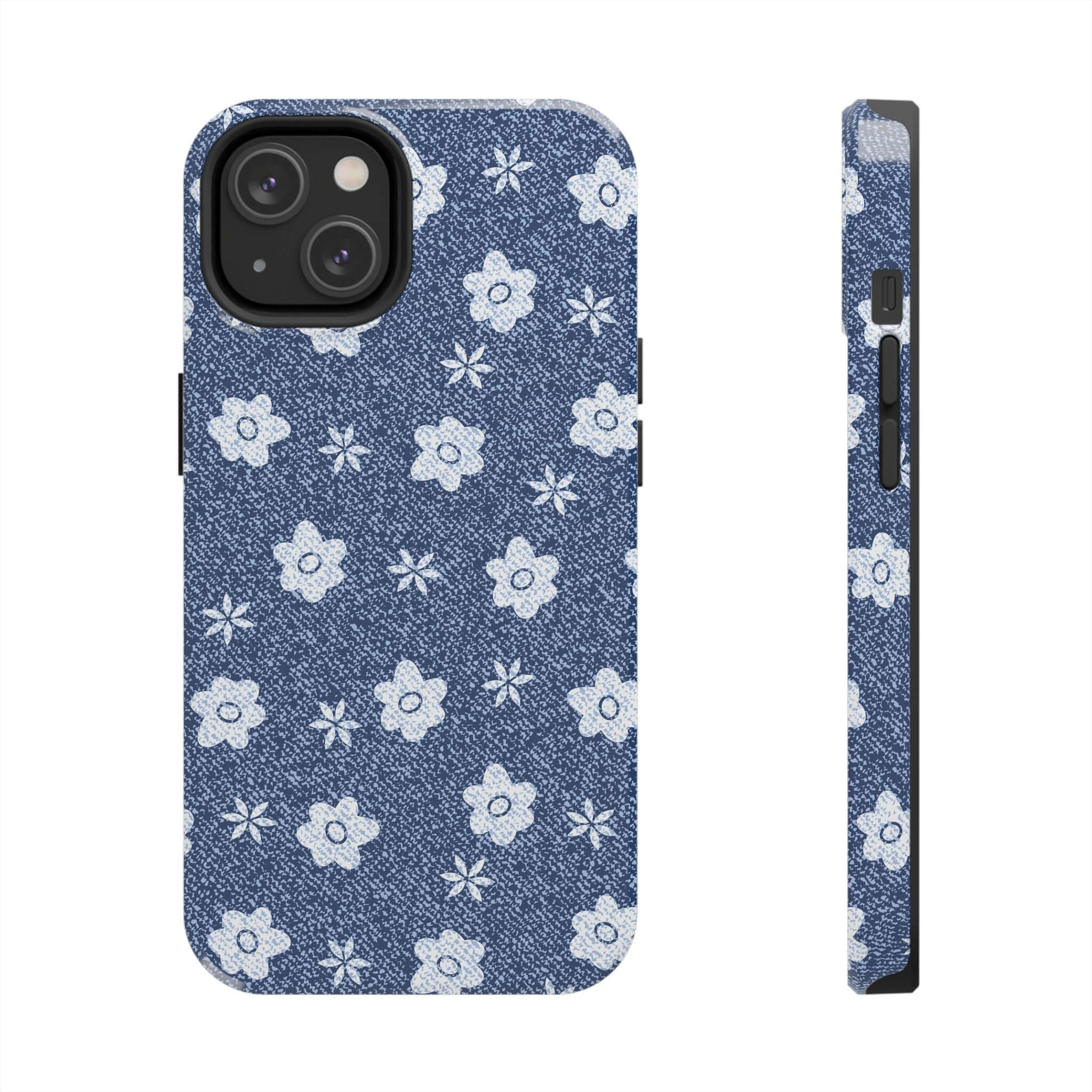 Daisies Denim Phone Case for iPhone 14 Pro Max - Cute and Protective