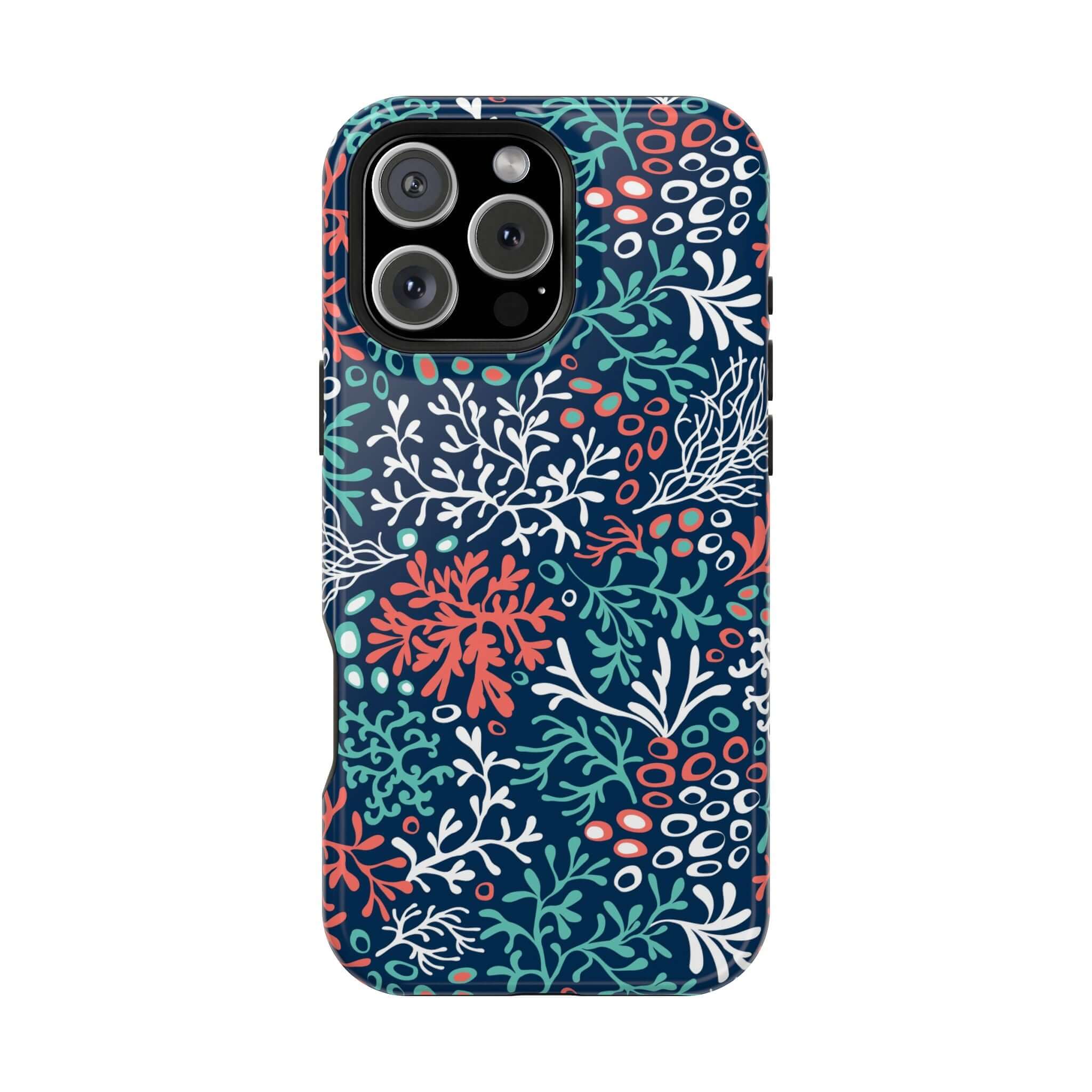 Cute Coral Reef Print iPhone 16 Case with Colorful Beachy Design