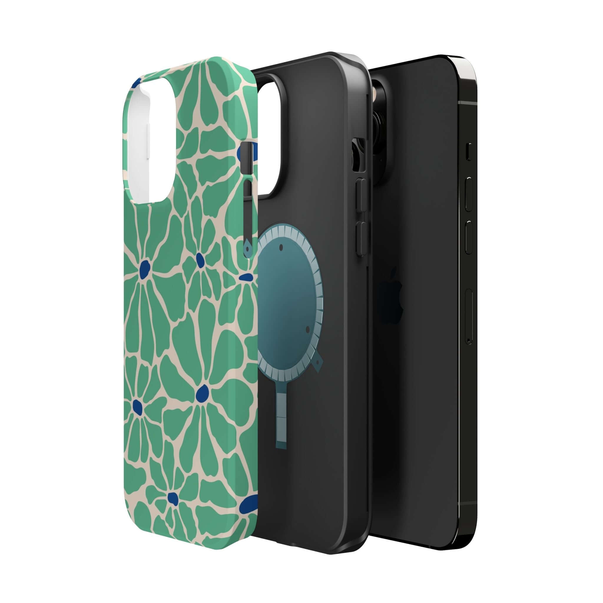 Retro Floral iPhone case showcases a cute design with tropical vibes and MagSafe compatibility for secure charging.