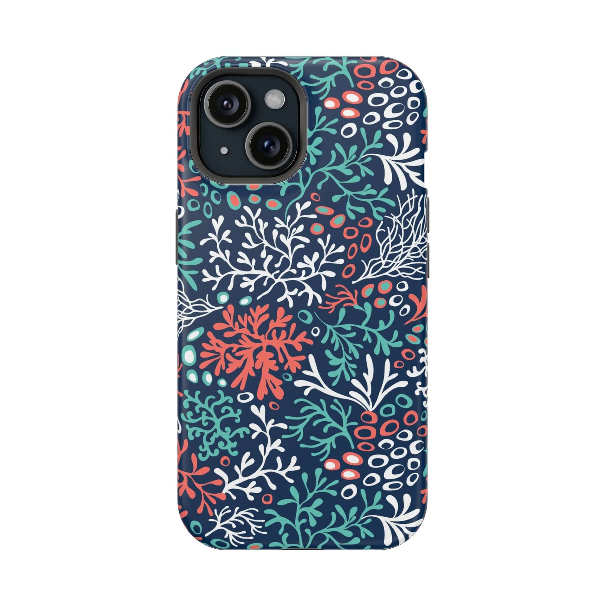 Coral Reef Crush colorful coral print cute phone case for iPhone 16, perfect beachy style accessory.