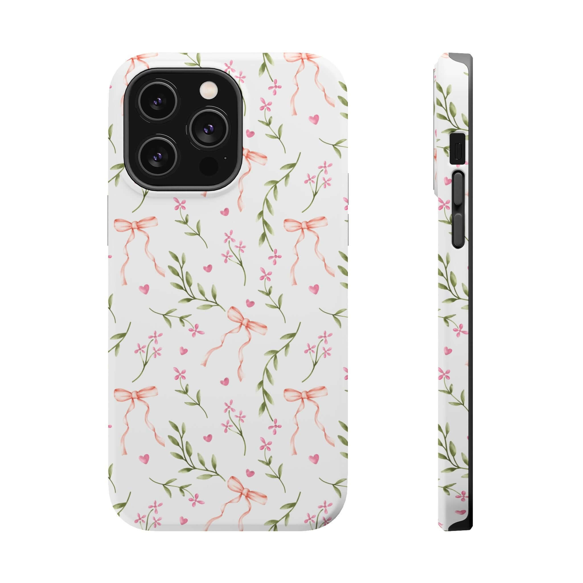 Pink Coquette Case with floral design, perfect for MagSafe iPhone. Cute phone cover by Darling Daydream for stylish protection.