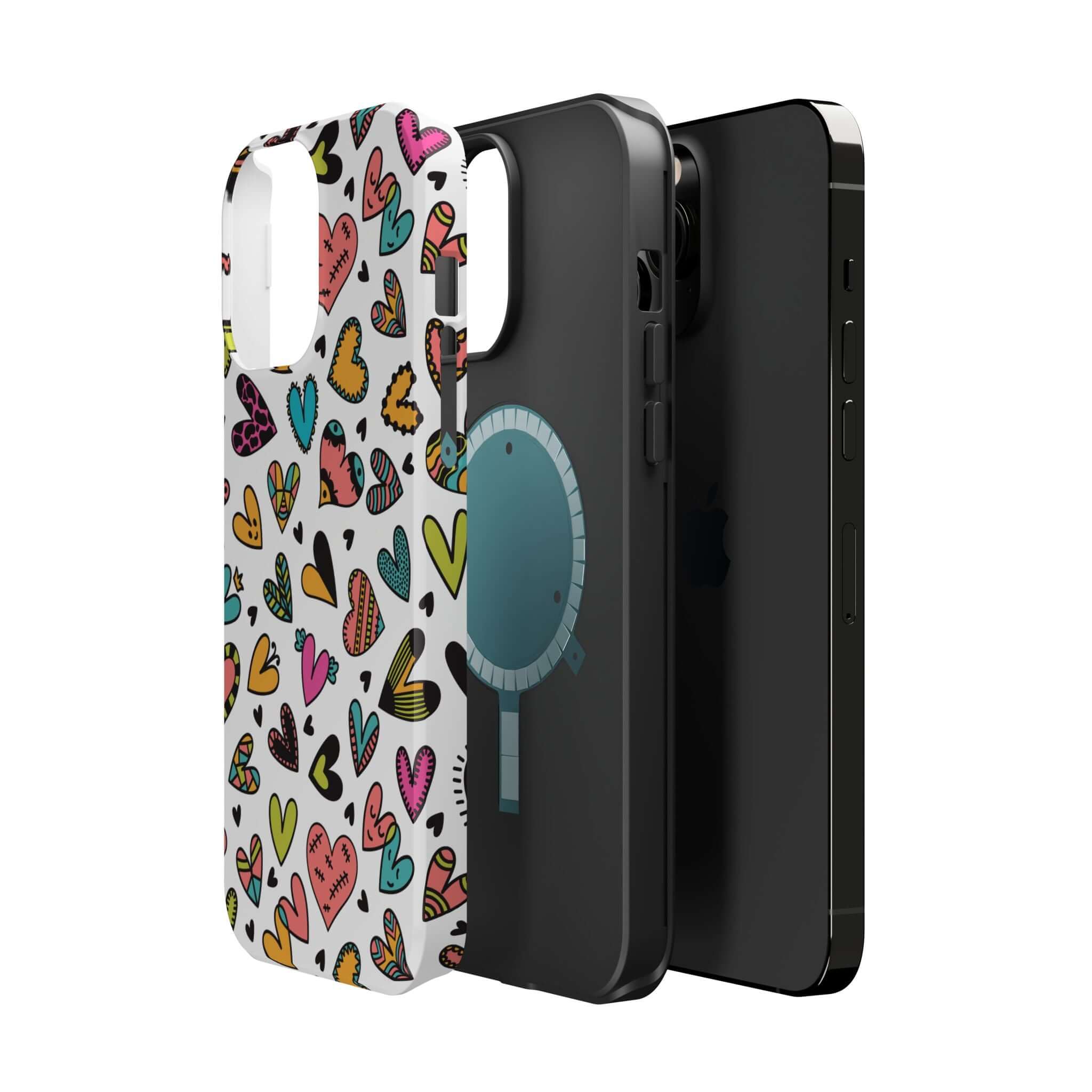 Cute Kaleidoscope of Hearts iPhone case with colorful heart design and free shipping for cute phone case brands