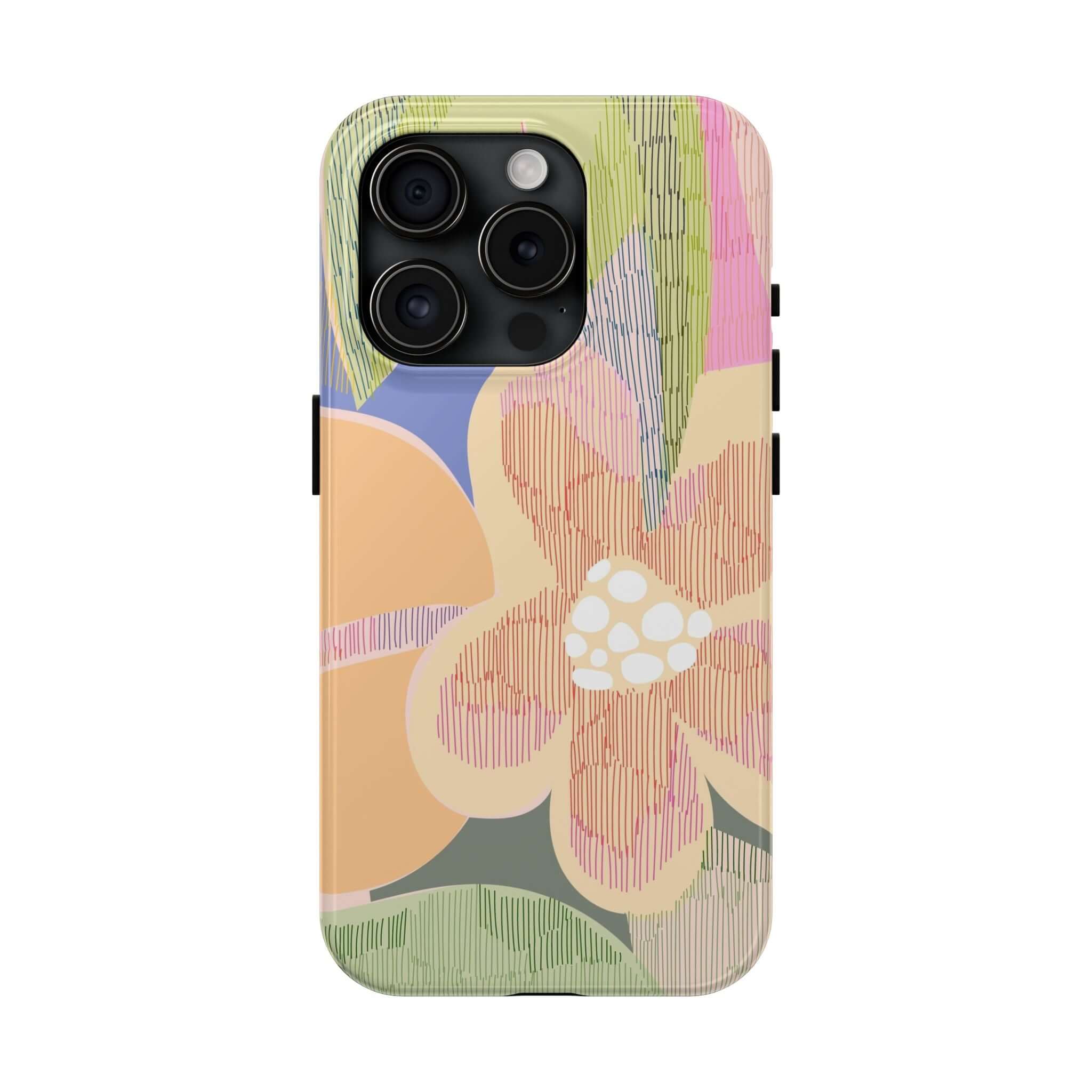 Beach Dreamer abstract floral colorful iPhone 14 Pro Max case with palm trees and vibrant design