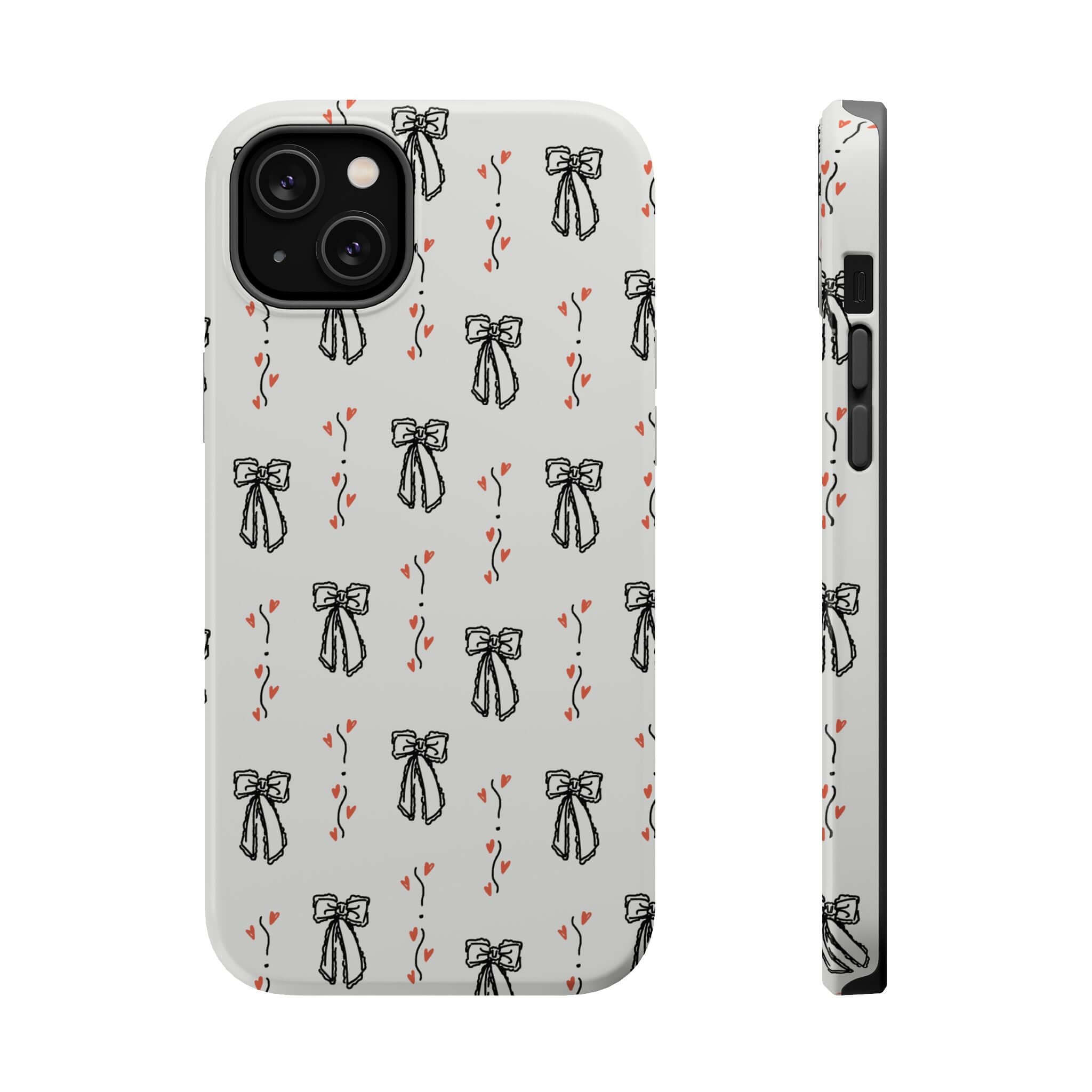 Cute Lovelace Coquette iPhone 16 case with vintage black bow design, adding charm and style to your phone accessory.