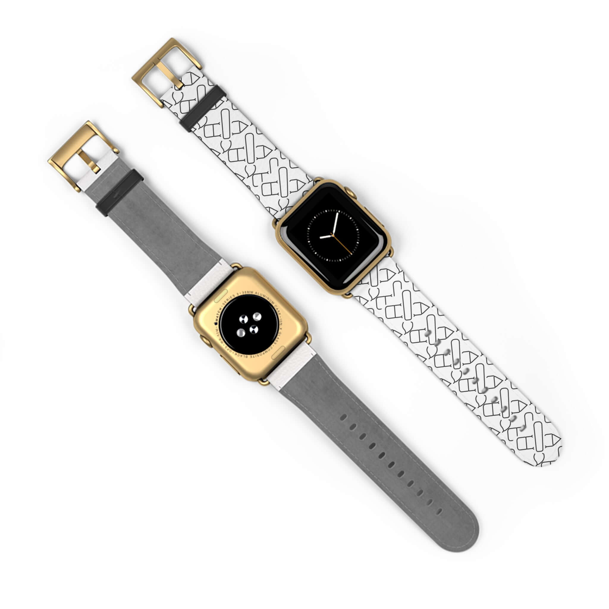 Personalized Apple Watch bands with unique designs, featuring gold accents and customizable styles for a one-of-a-kind touch.