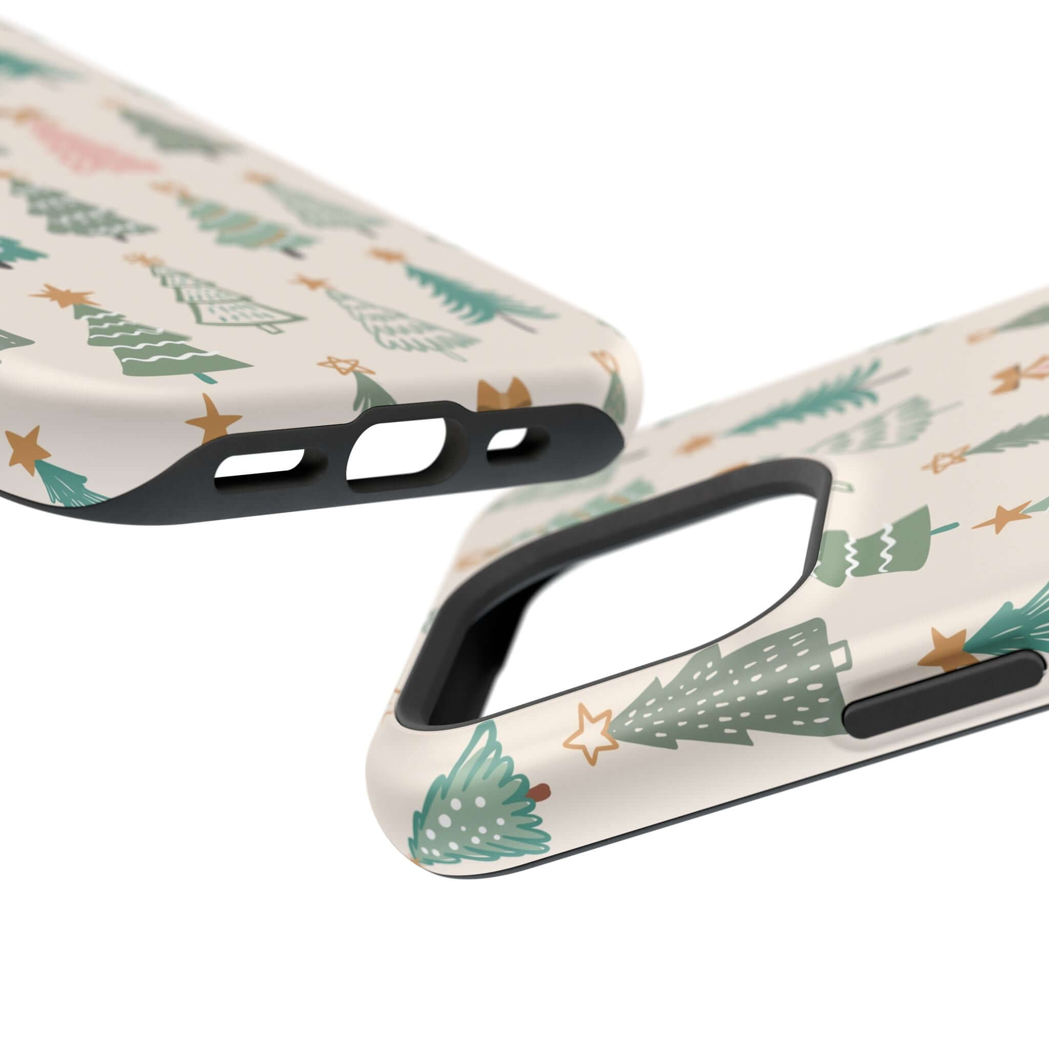 Christmas tree design MagSafe case with festive holiday patterns, perfect cute phone cover for xmas phone case collection.