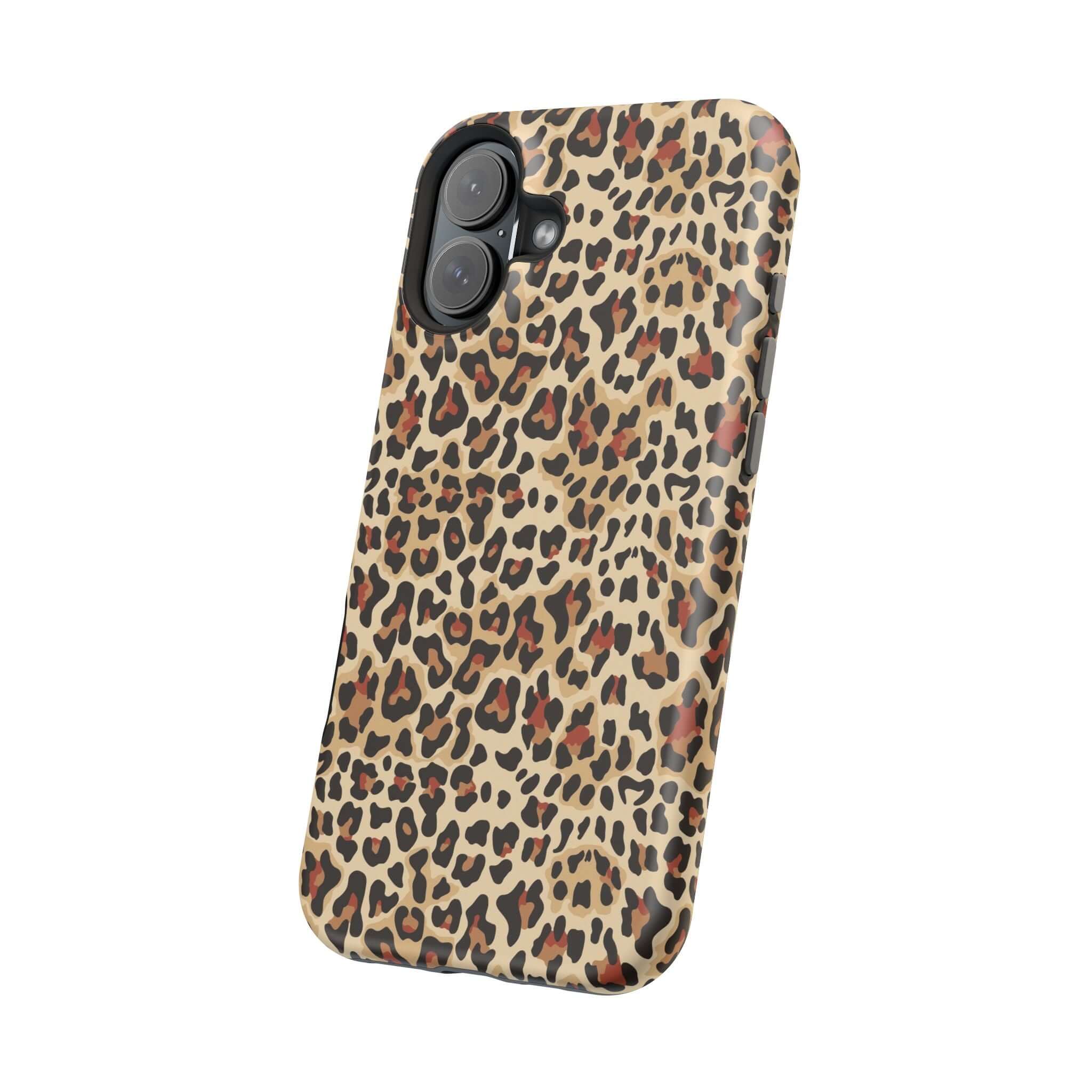 Wildly Chic leopard print MagSafe iPhone case, colorful and cute abstract design, perfect for stylish and reliable phone protection.