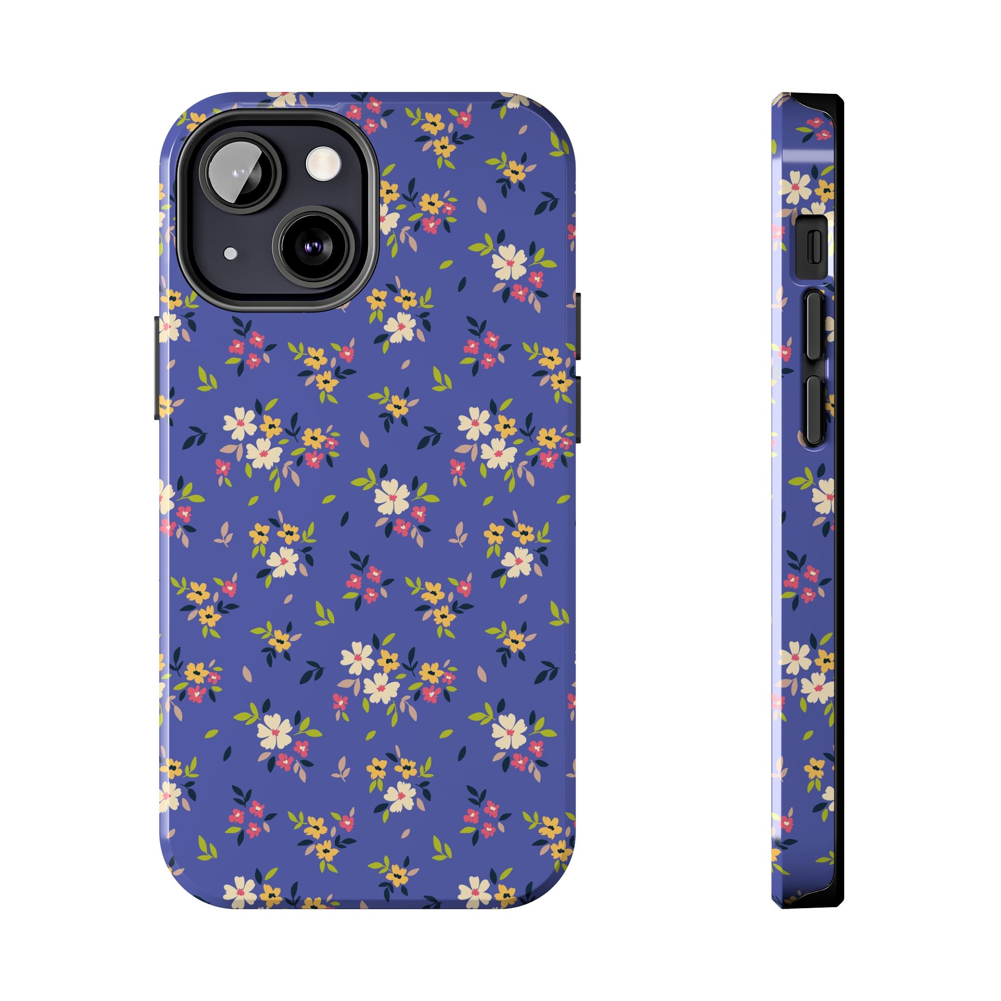 Cabaña campestre | Estuche con print de flores azul marino