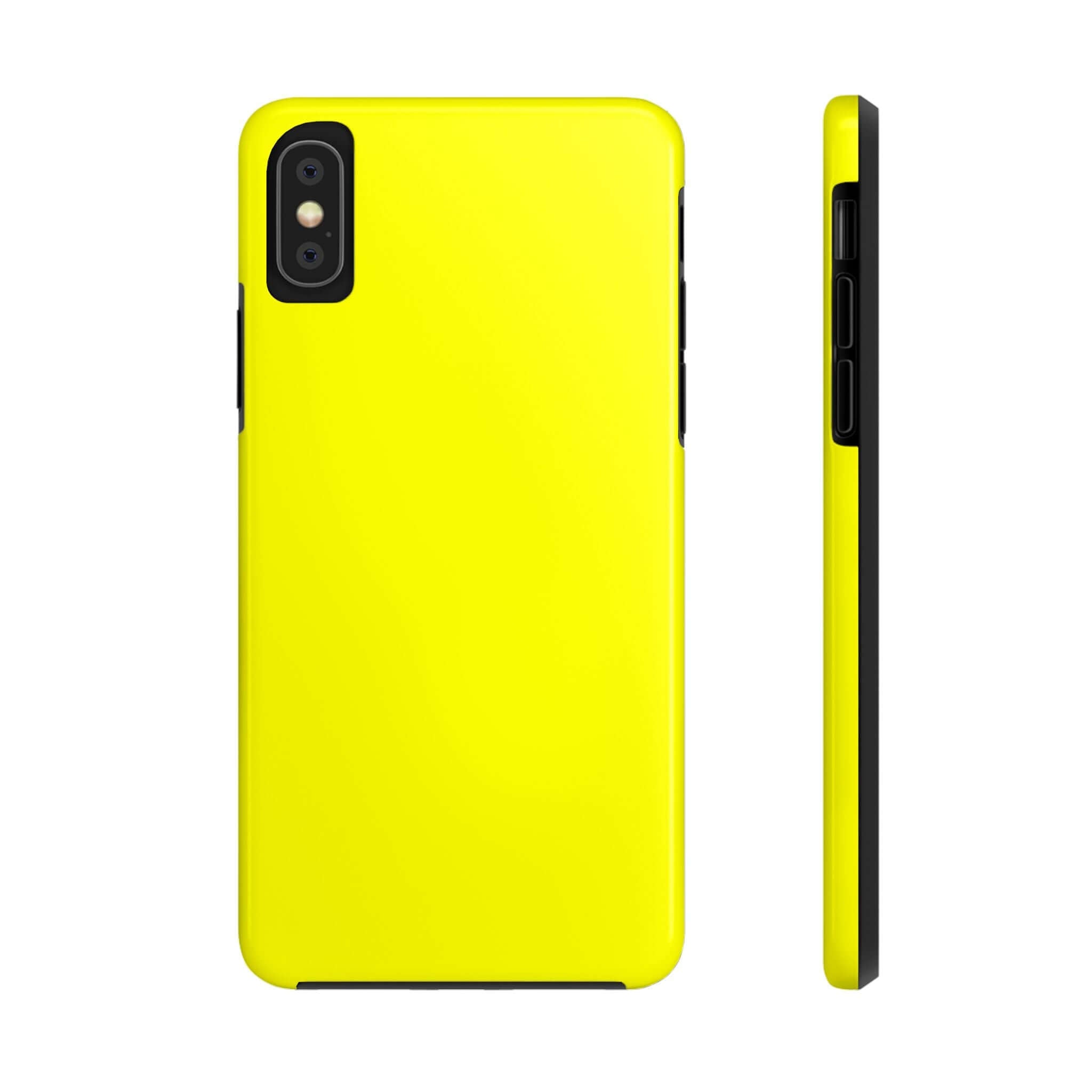 Neon yellow iPhone case Solar Flare, cute and stylish phone protection, part of the cutest phone cases website with free shipping.