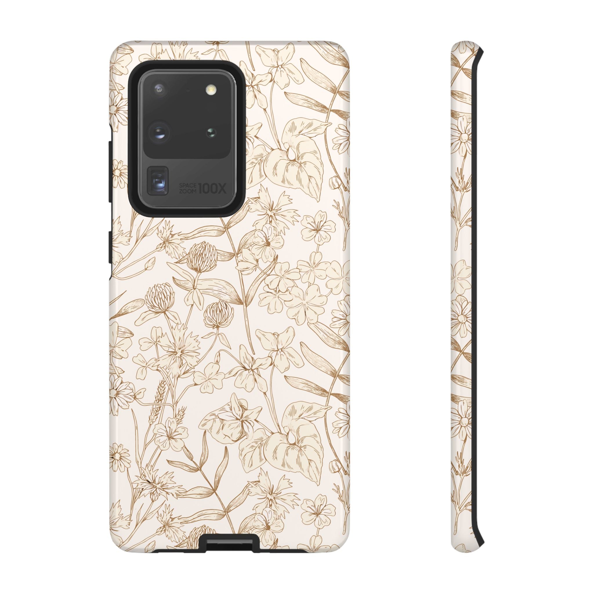 Beige Thyme Tan Garden Cute Phone Case for Samsung, floral design, beige and tan colors, fits iPhone 16, stylish and protective.