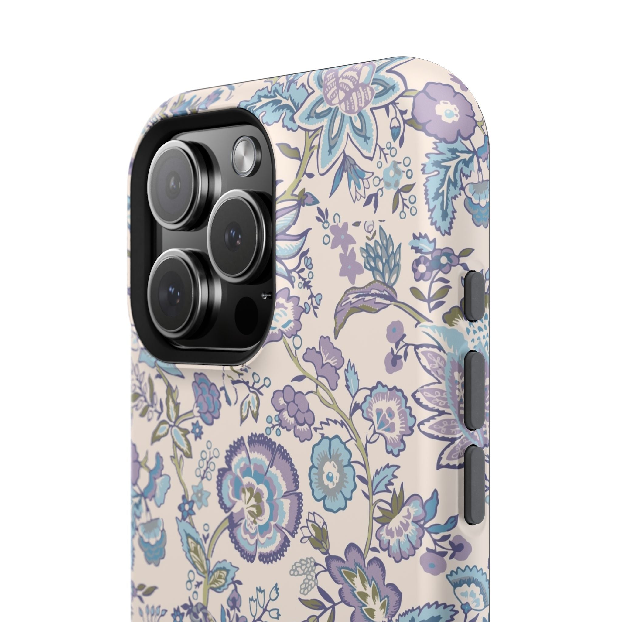 Blue CottageCore floral MagSafe iPhone case, perfect cute phone cover for nature-loving tech enthusiasts.