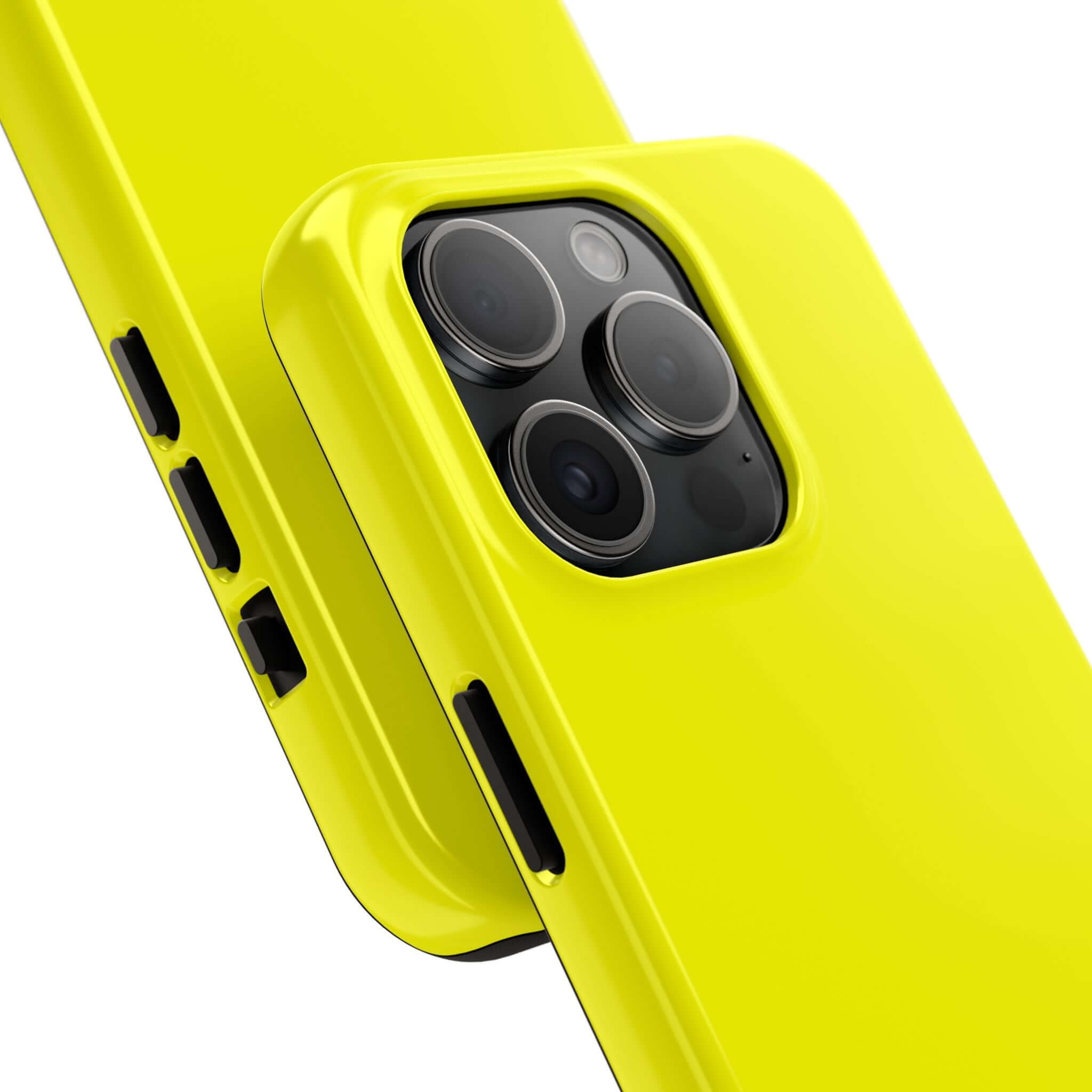 Neon yellow iPhone case Solar Flare design for cute and quirky protection. Available with free shipping from cutest phone cases website.