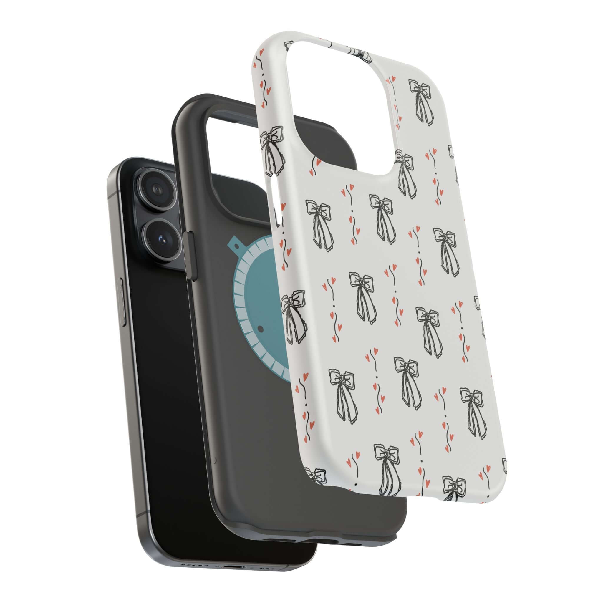 Vintage Coquette Case for iPhone 16 with cute black bow design, perfect for a stylish look.