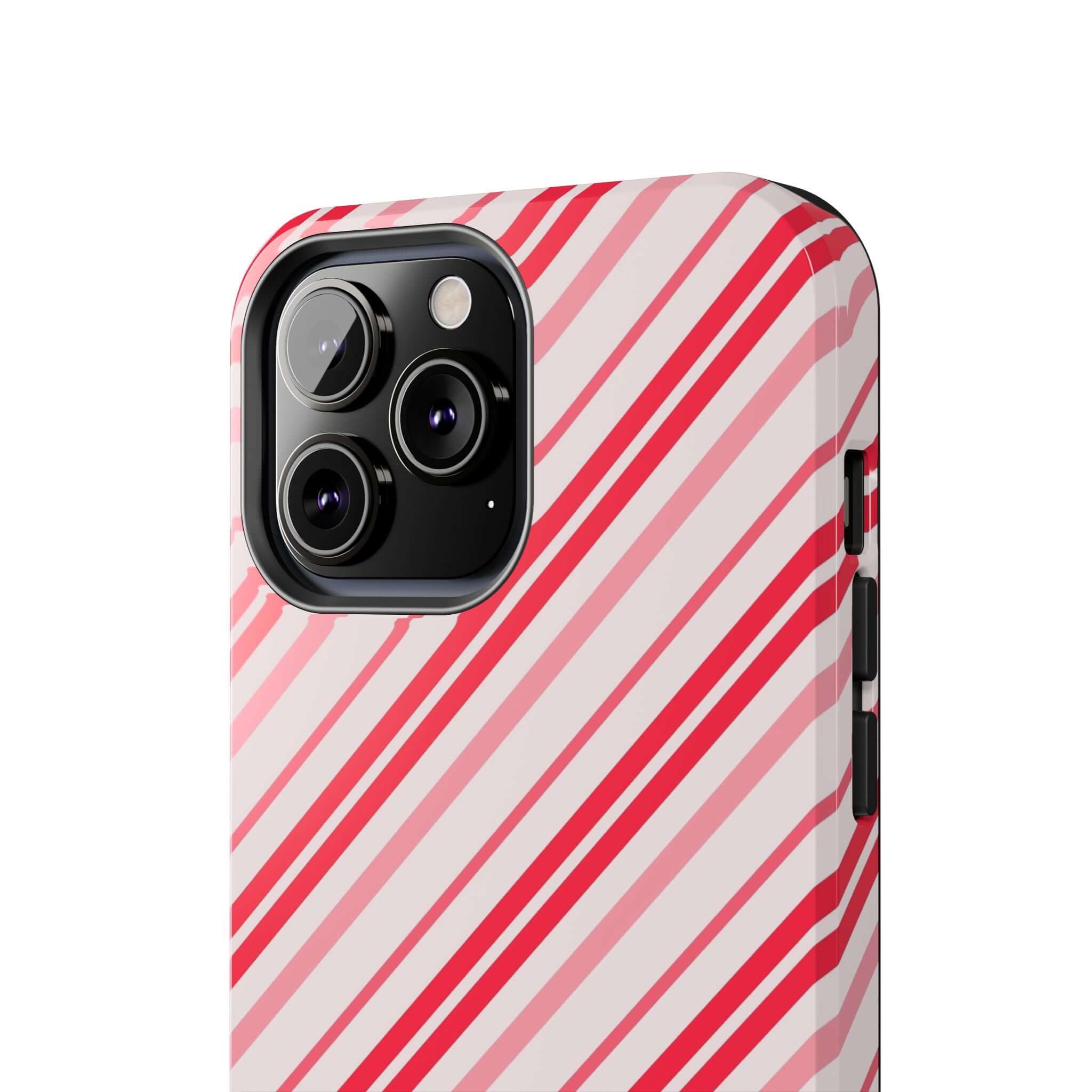 Festive Candy Cane Cutie striped holiday phone case for iPhone, perfect cute custom design for Christmas and winter style.