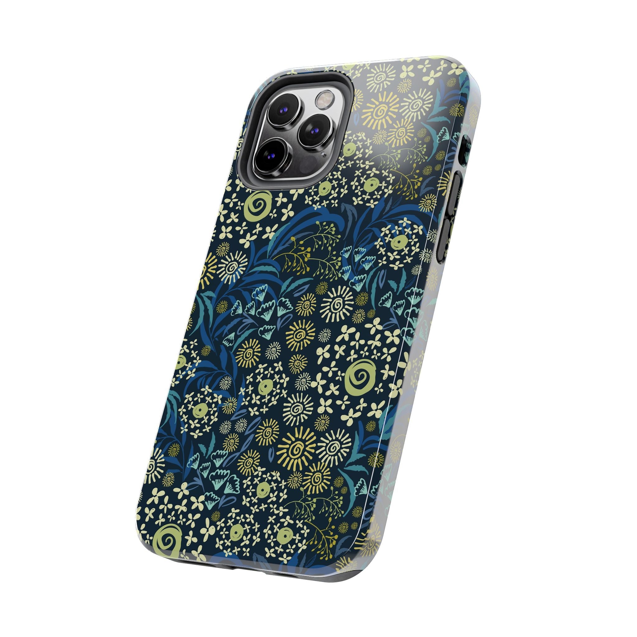 Botanic Breeze Blue Floral iPhone Case Cover, Cute Phone Case with Whimsical Flower Design for i Phone, Protects from Scratches