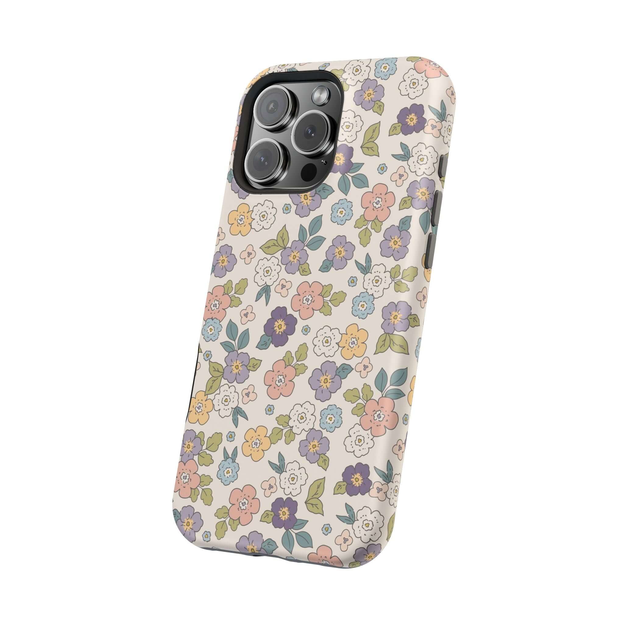 Colorful Ditsy Daisies iPhone case featuring cute floral design, perfect for stylish phone users and beachy vibes.