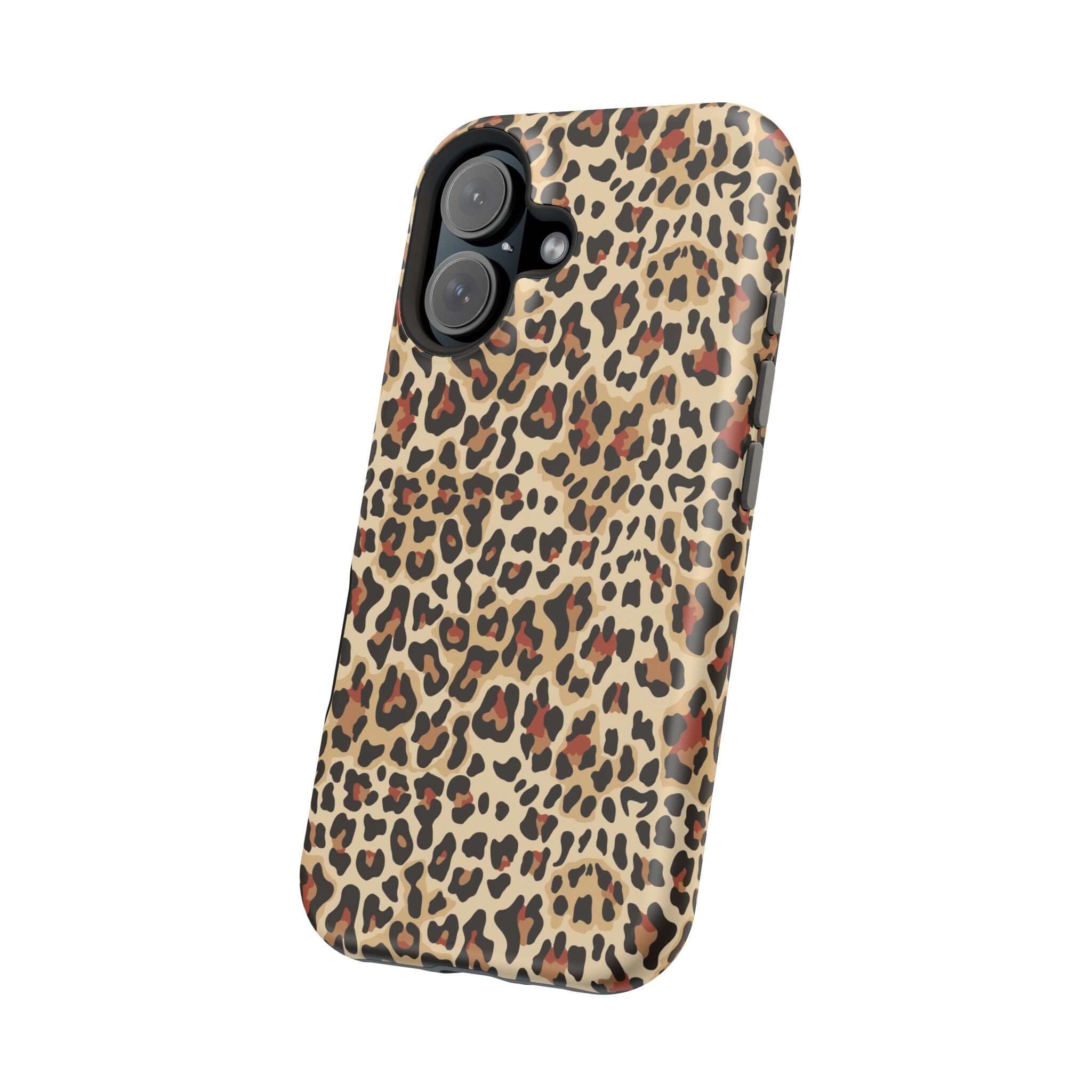 Wildly Chic Leopard Print iPhone Case with MagSafe design, featuring a colorful and abstract animal print for a cute, stylish look.