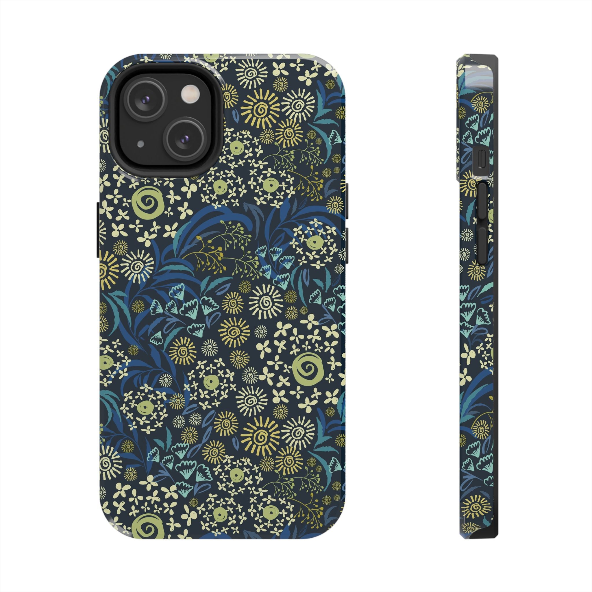 Botanic Breeze Blue Floral Case for Phone, cute iPhone cases with intricate blue flower design, iPhone case cover, protects from scratches