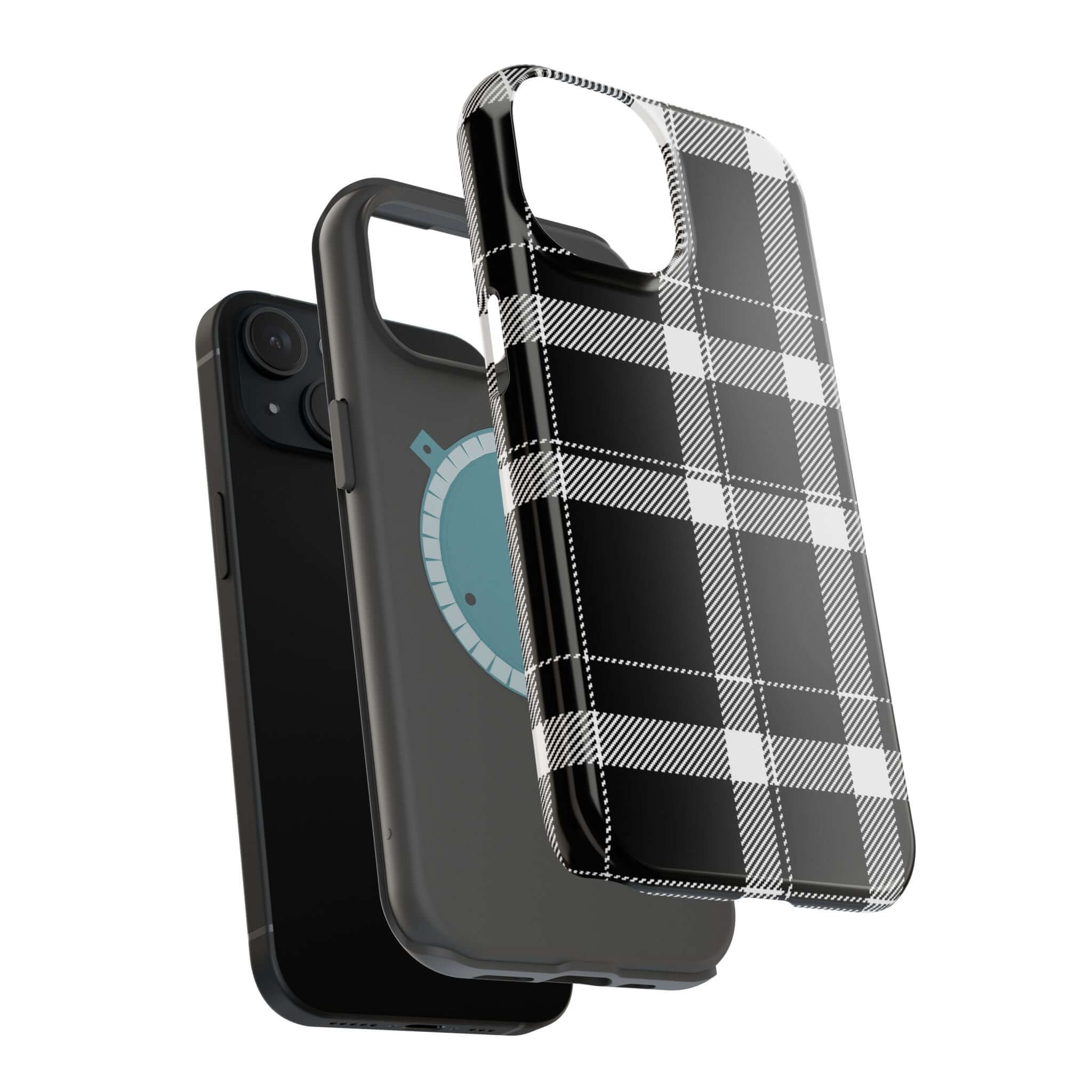 Cute black plaid phone case for iPhone, perfect stylish protection for your device.