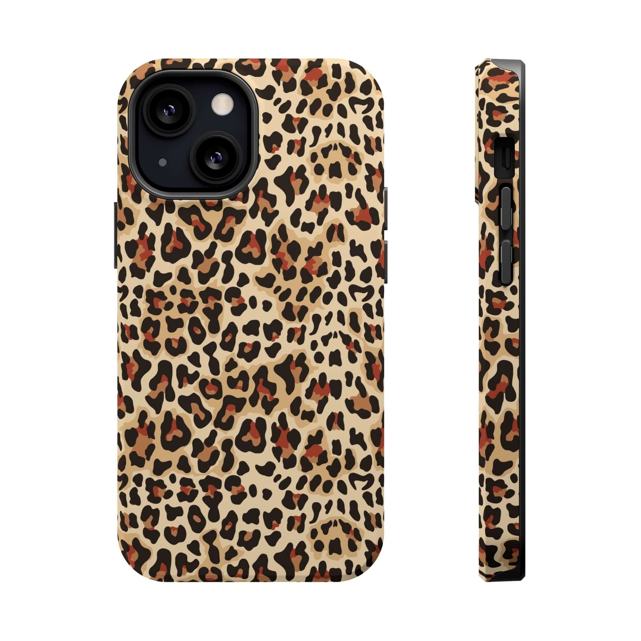 Wildly Chic Leopard Print Case for iPhone, Cute Colorful Abstract Design, Protective MagSafe Cover for Stylish Smartphones.