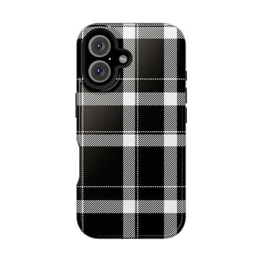 Classic black plaid phone case for stylish protection, perfect cute iPhone cover for the fashion-forward individual.