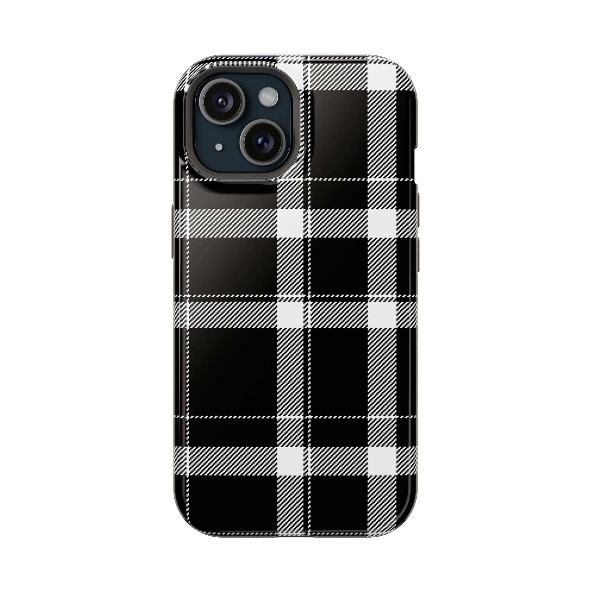 Cute black plaid phone case designed for Apple iPhone, combining style and protection for fashion-forward individuals.