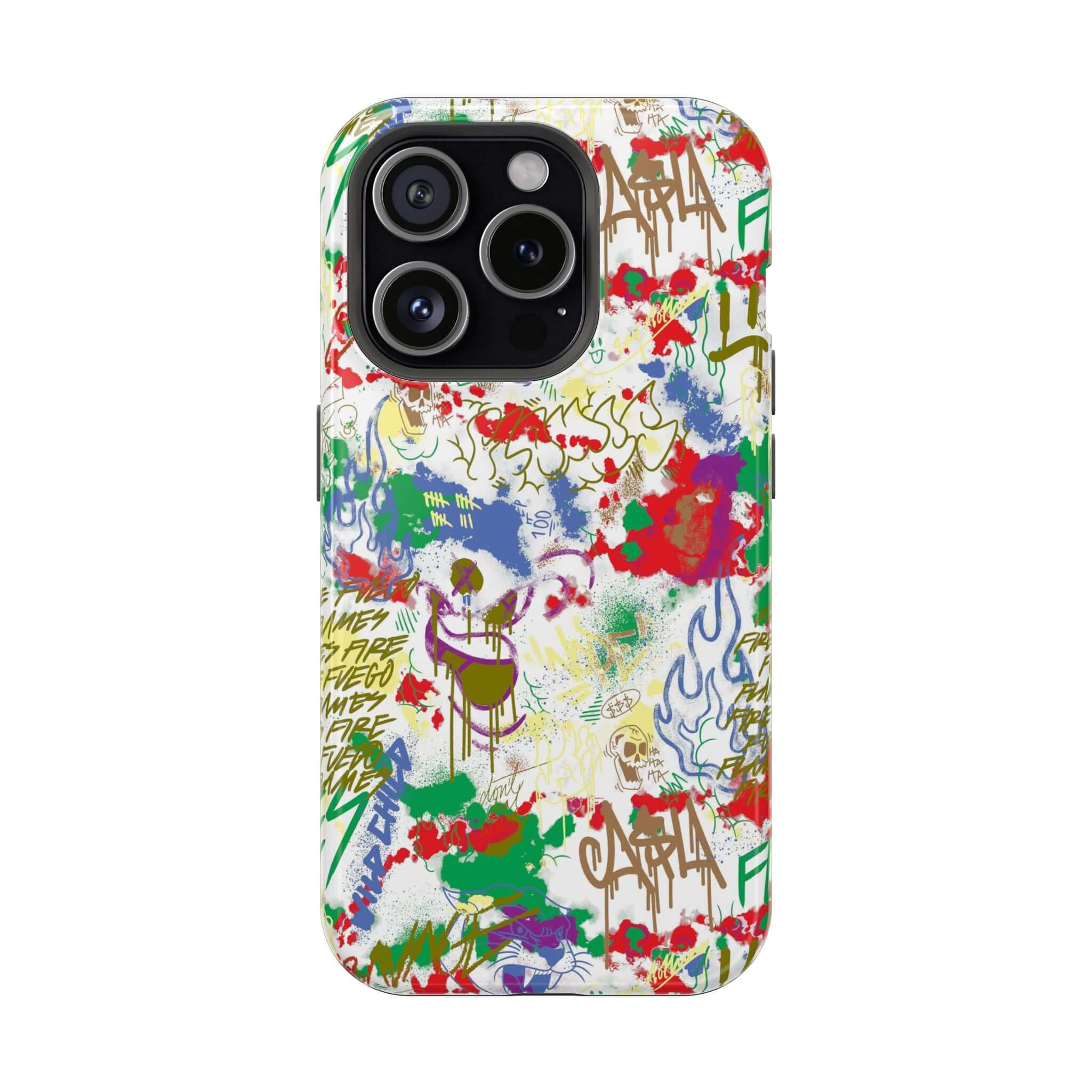 Colorful graffiti iPhone case featuring street art design, perfect cute phone cover for art lovers.