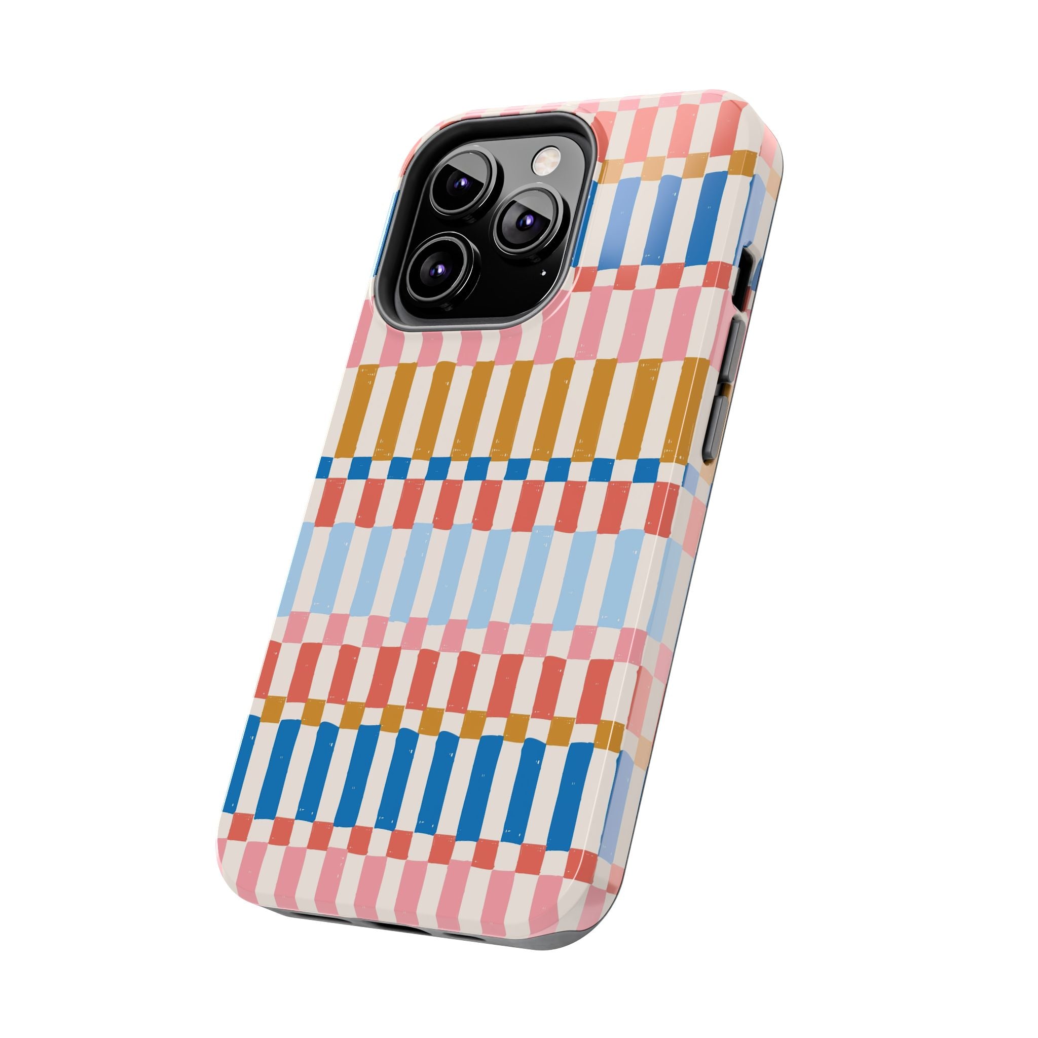 Vintage Colorwave Stripes iPhone case with vibrant colorful pattern, sleek stylish phone cover for a cute and protective look.