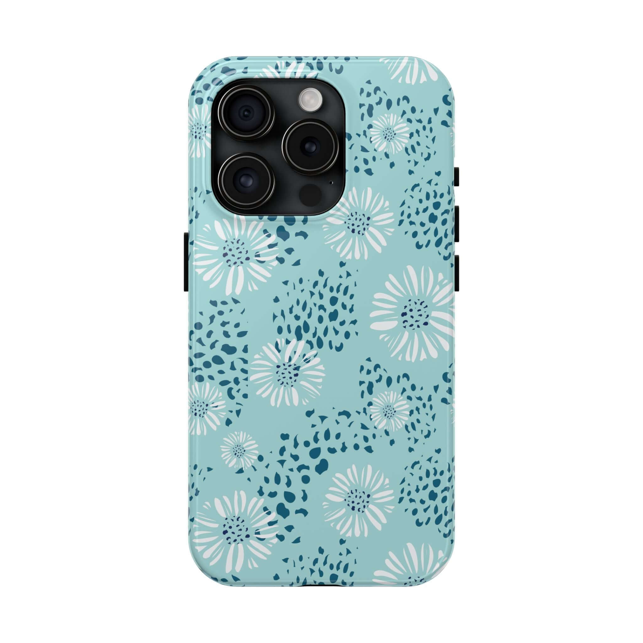 Coastal Aesthetics Floral Beach case for iPhone 14 Pro Max with teal floral design.