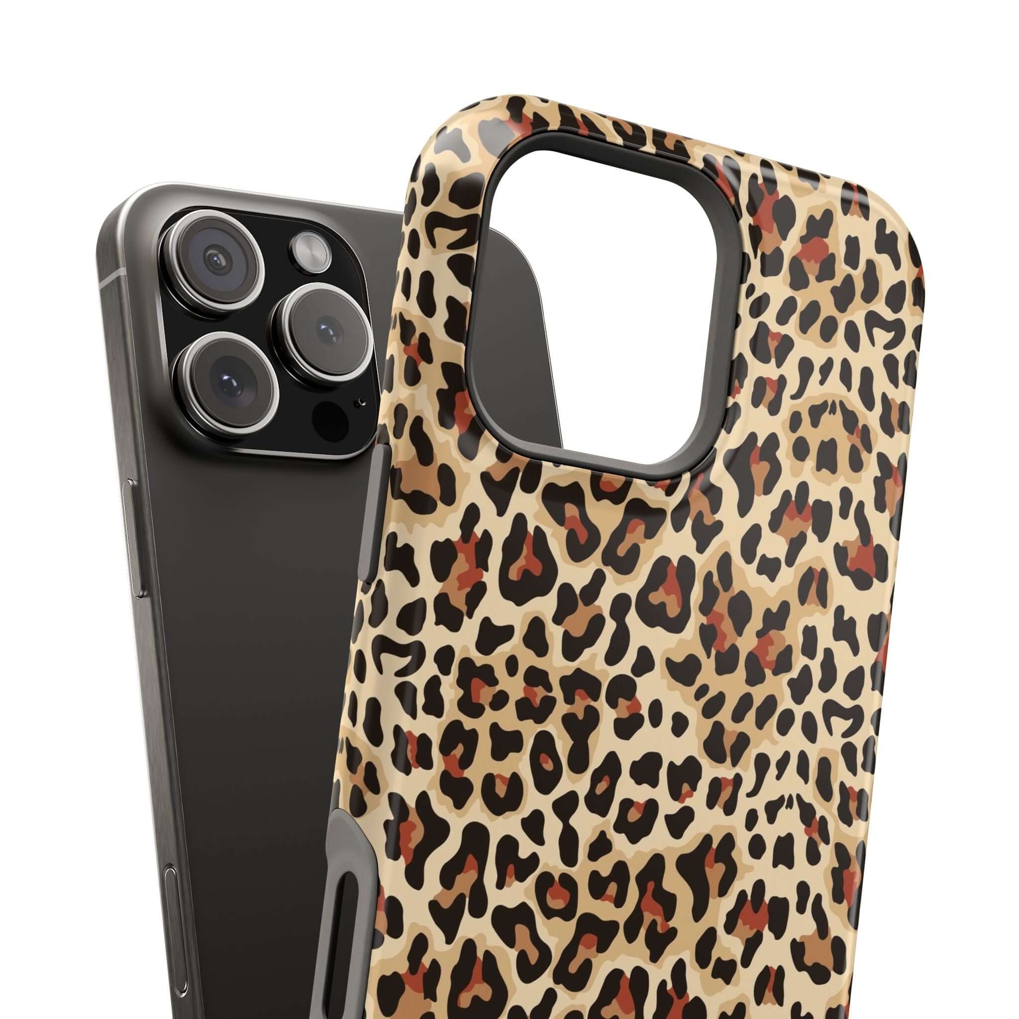 Wildly Chic leopard print MagSafe case for iPhone, colorful and abstract design, offering style and protection. Cute phone case option.