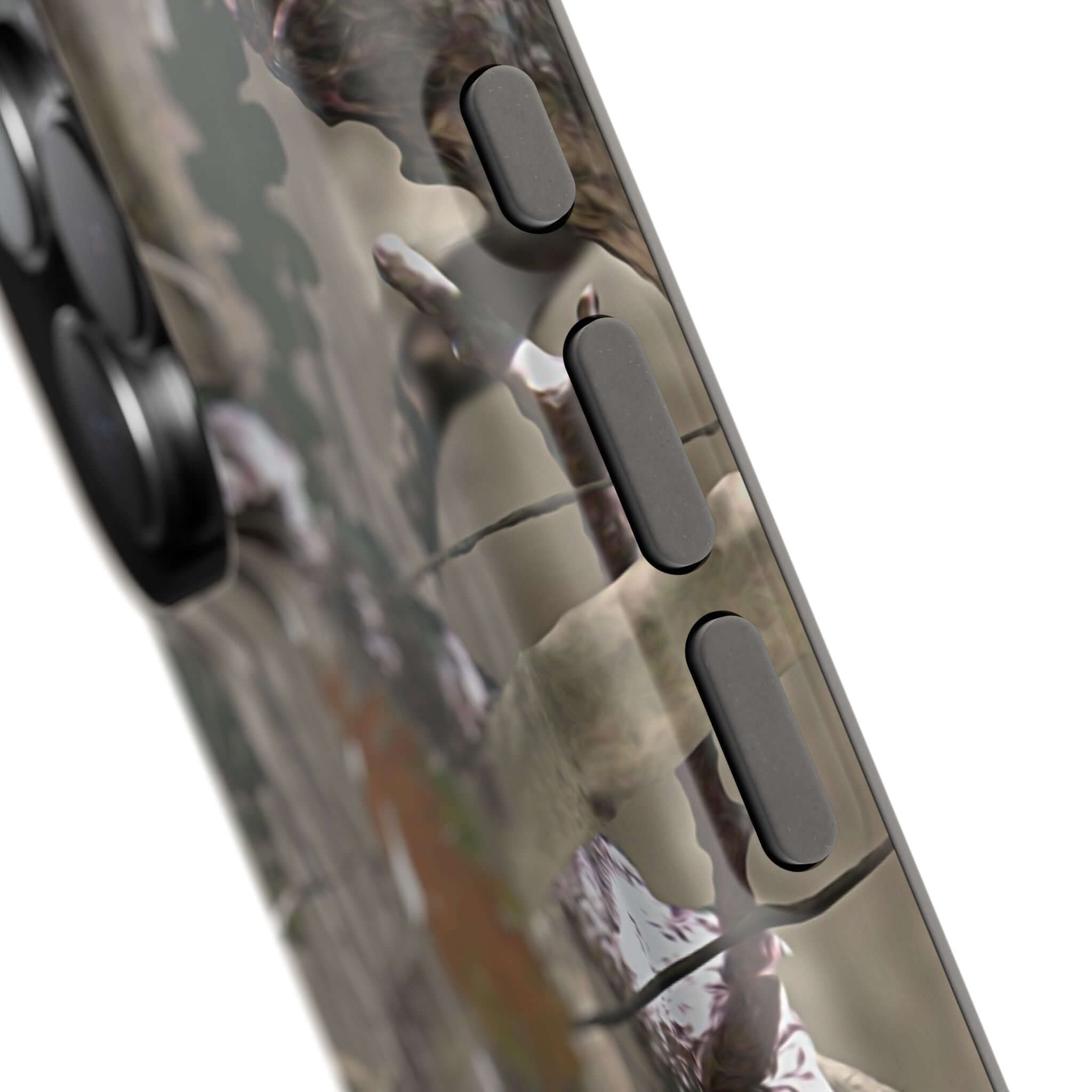 Forest camo phone case showcasing MagSafe compatibility and modern design, perfect for cute and quirky style lovers.