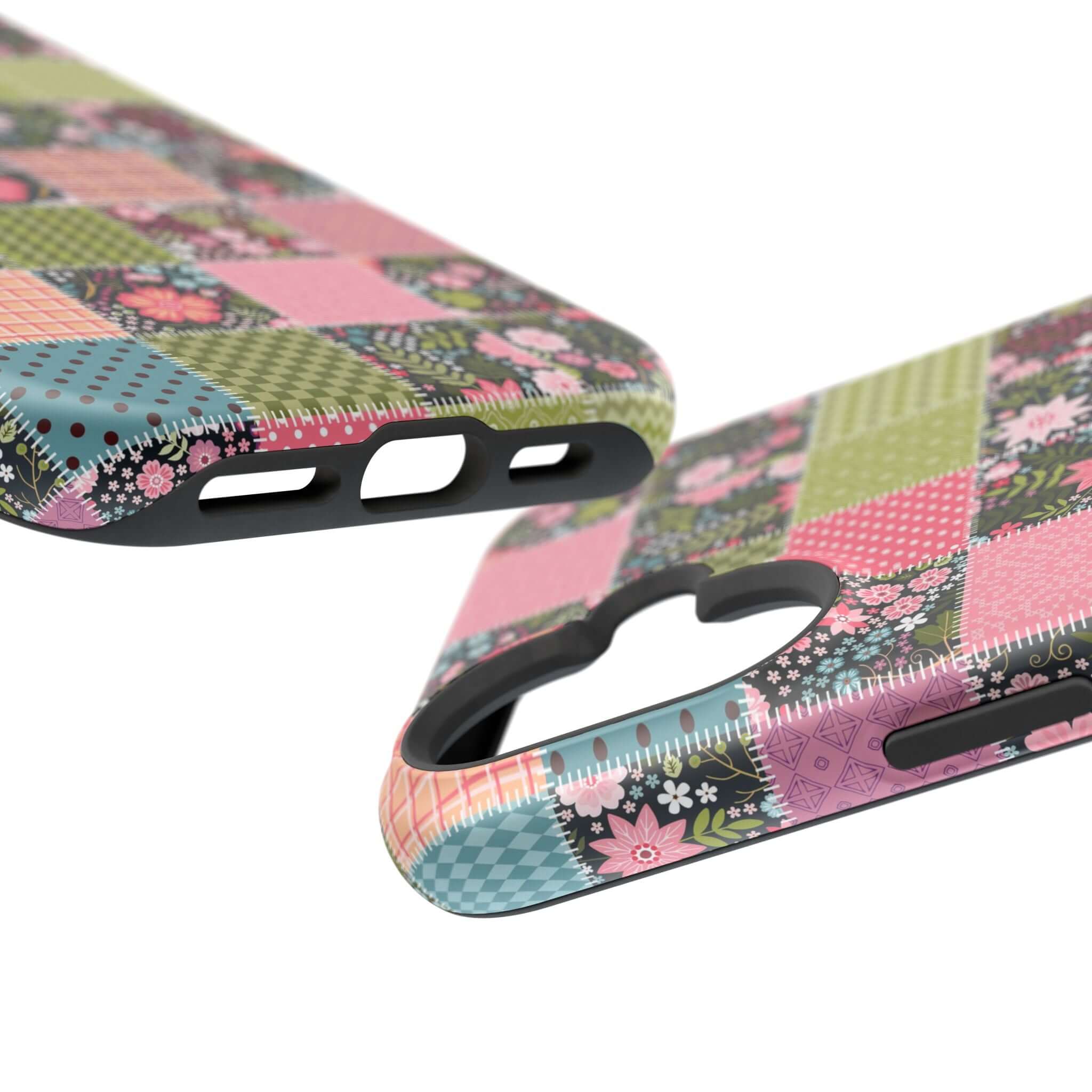 Wildflower patchwork MagSafe iPhone case with cute floral design, perfect for free-spirited souls seeking a groovy phone cover.