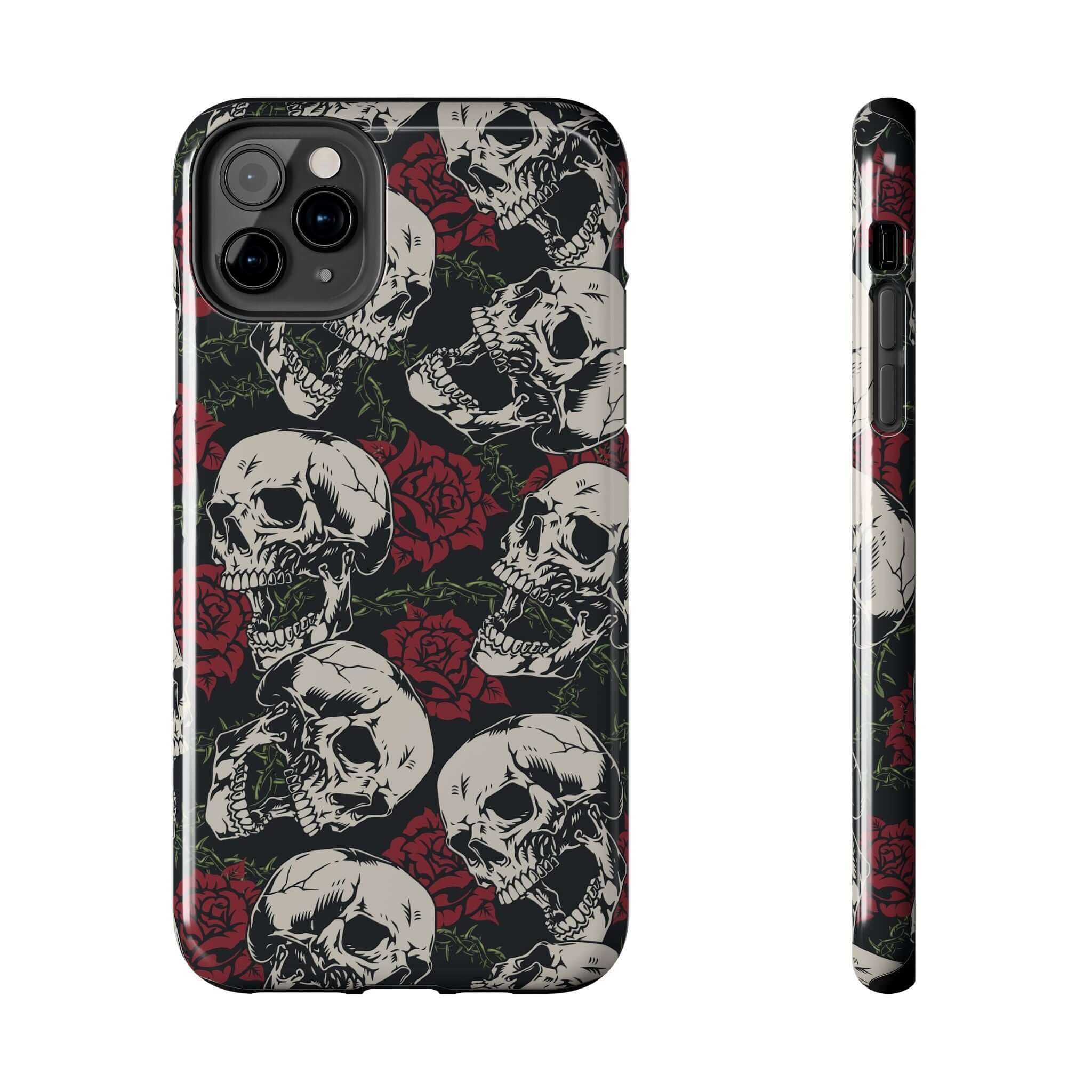 Cute MagSafe iPhone 16 Case with Skull and Rose Design, Rebellious Biker Vibes, Cute Protective Phone Case for Stylish Protection