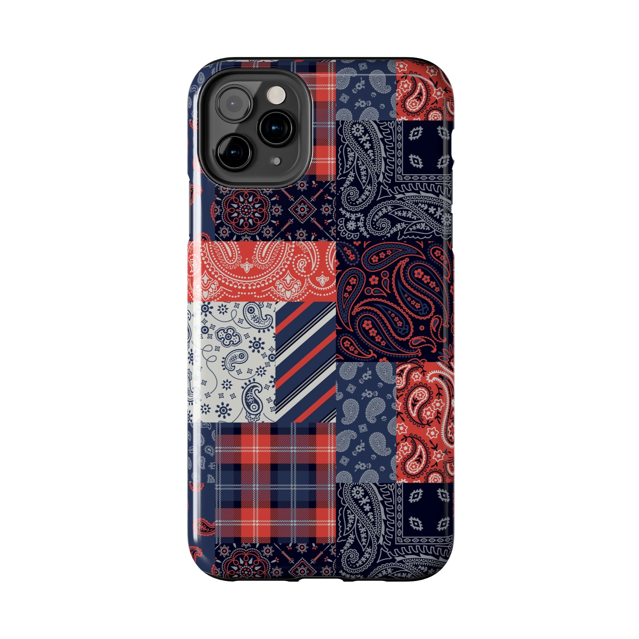 Boho Bandit bandana patchwork iPhone 14 Pro case, cute and bookish phone case for men.