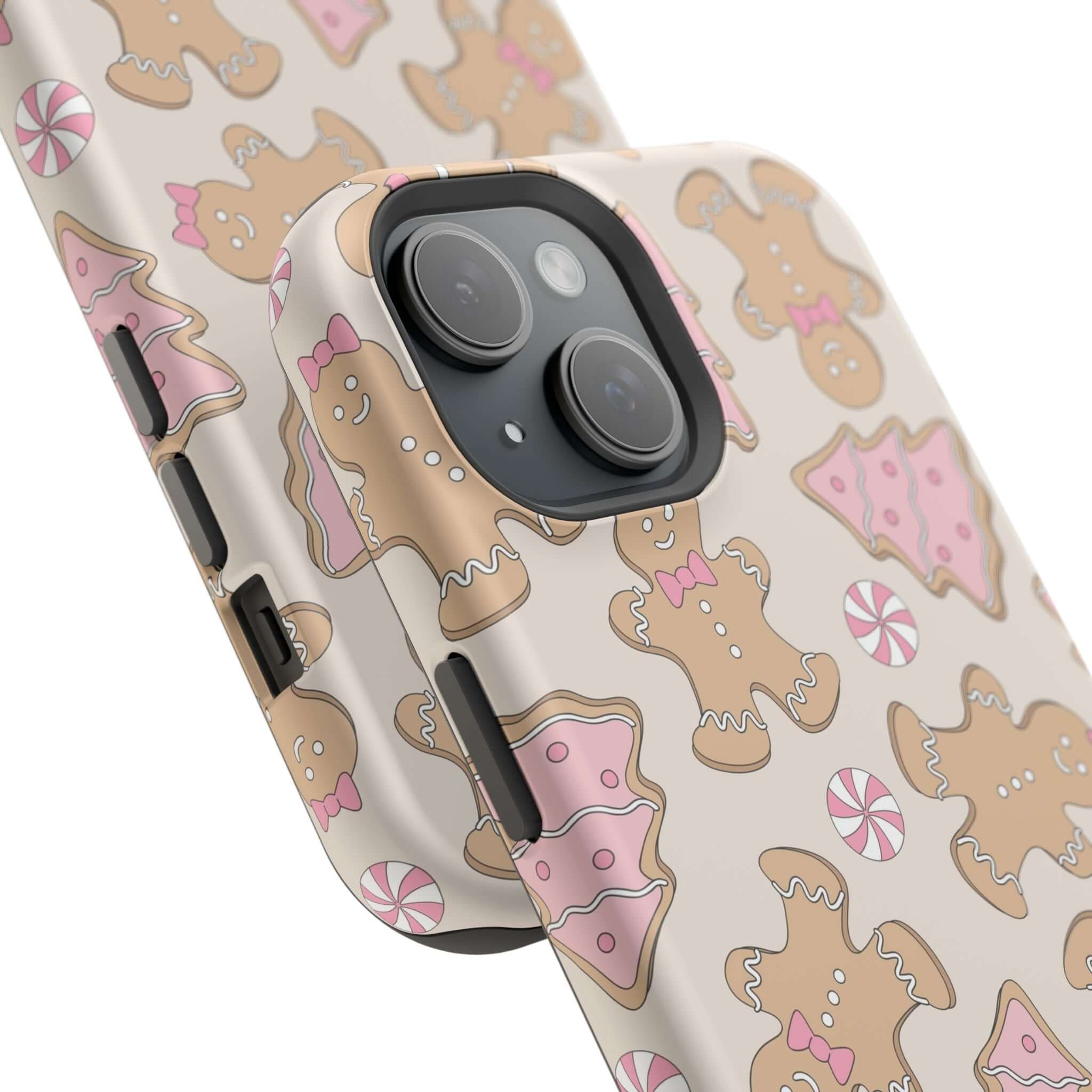 Gingerbread Girlie MagSafe case with cute gingerbread man design for a festive Christmas phone case, holiday or xmas phone cover.