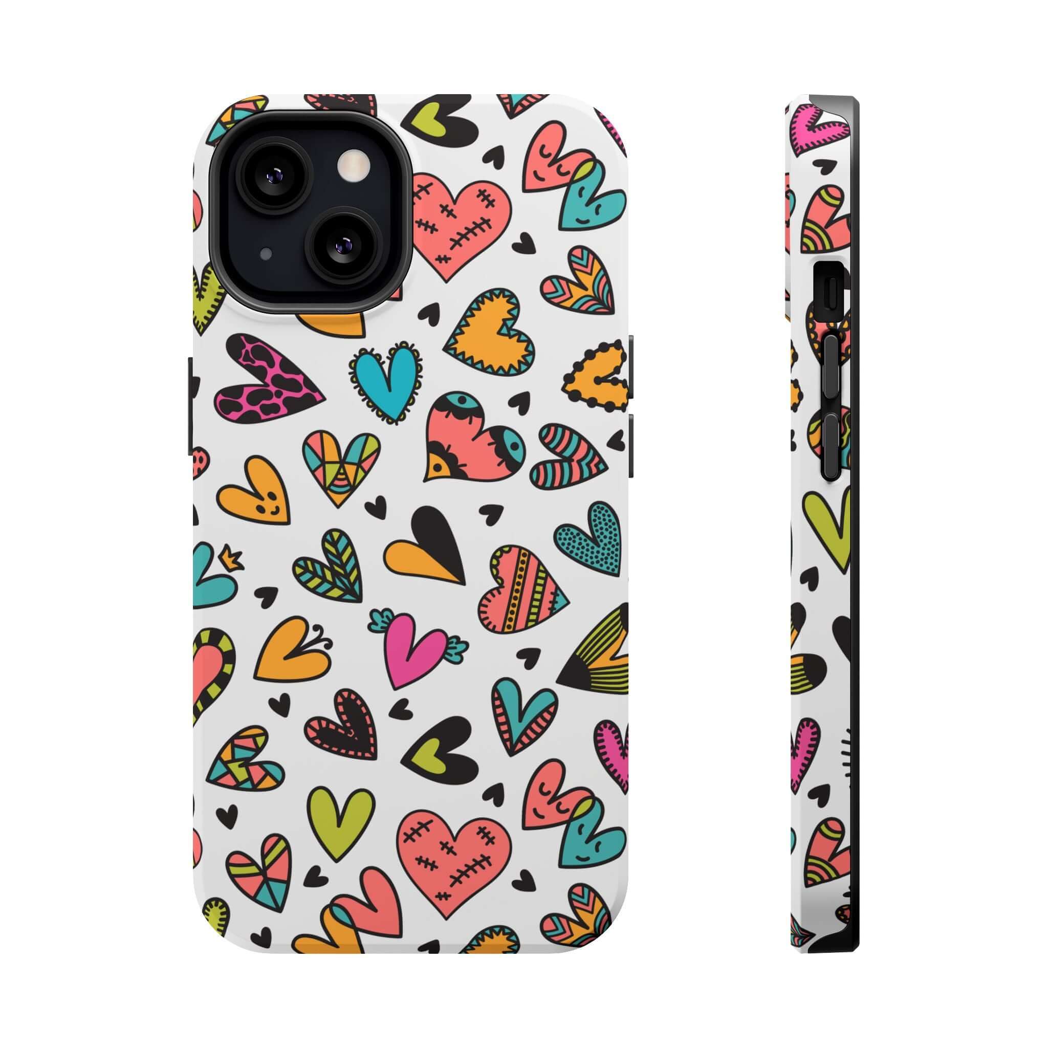 Kaleidoscope of Hearts colorful iPhone case with cute heart designs and free shipping from cute phone case brands.