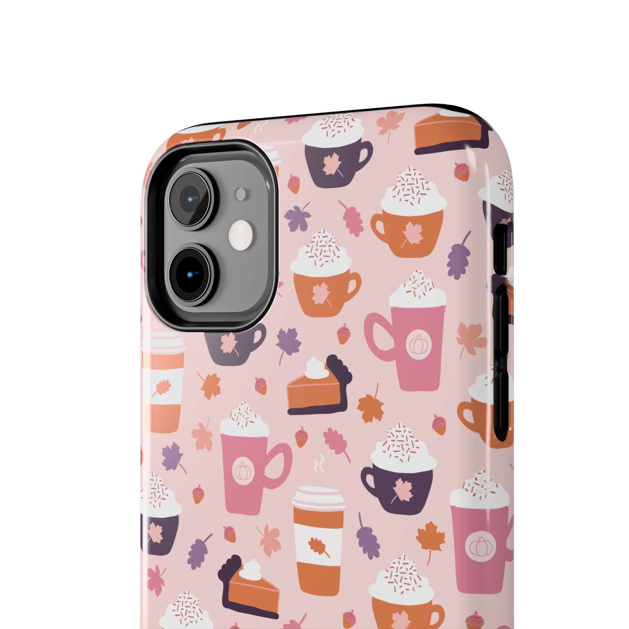 Cute PSL Vibes iPhone 15 case with fall-themed pumpkin spice design, durable and stylish phone case for pumpkin spice lovers.