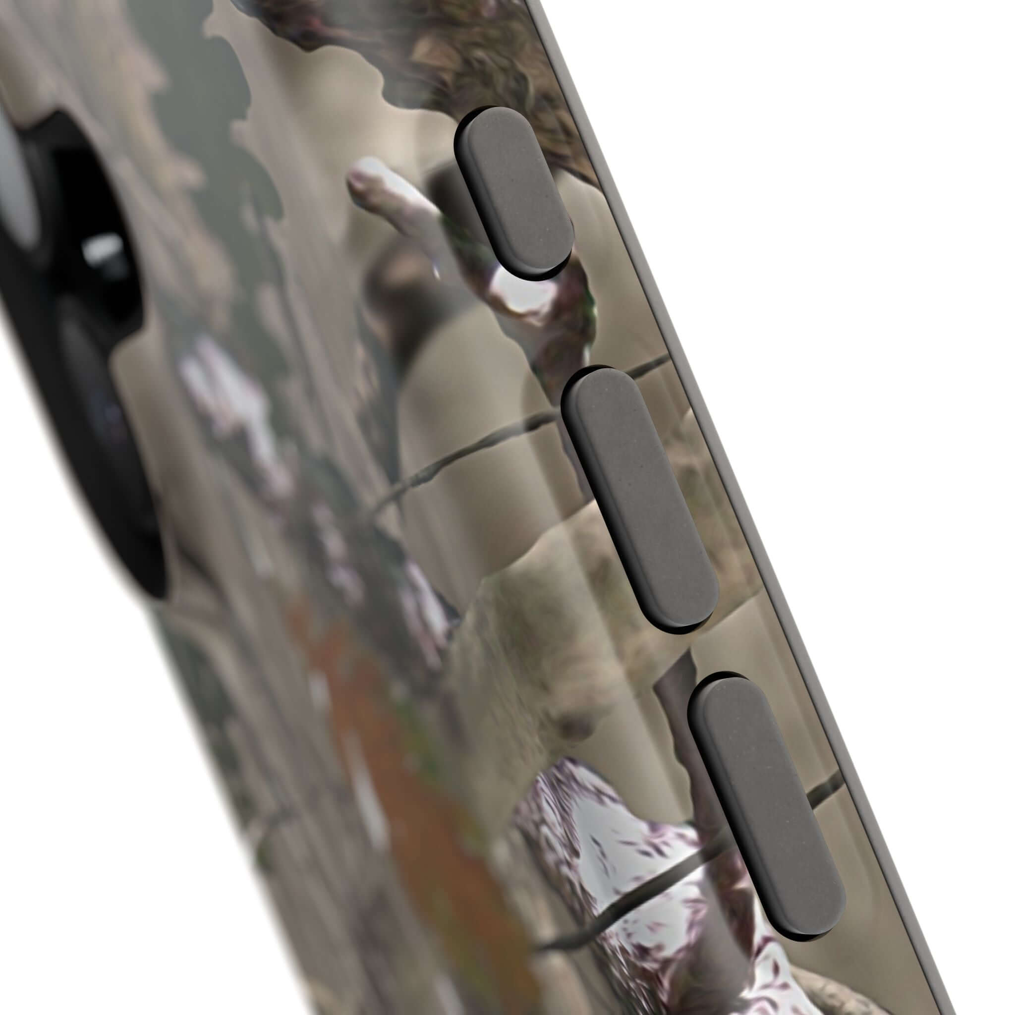 Forest camo phone case with MagSafe compatibility, featuring a modern animal print design for iPhone.