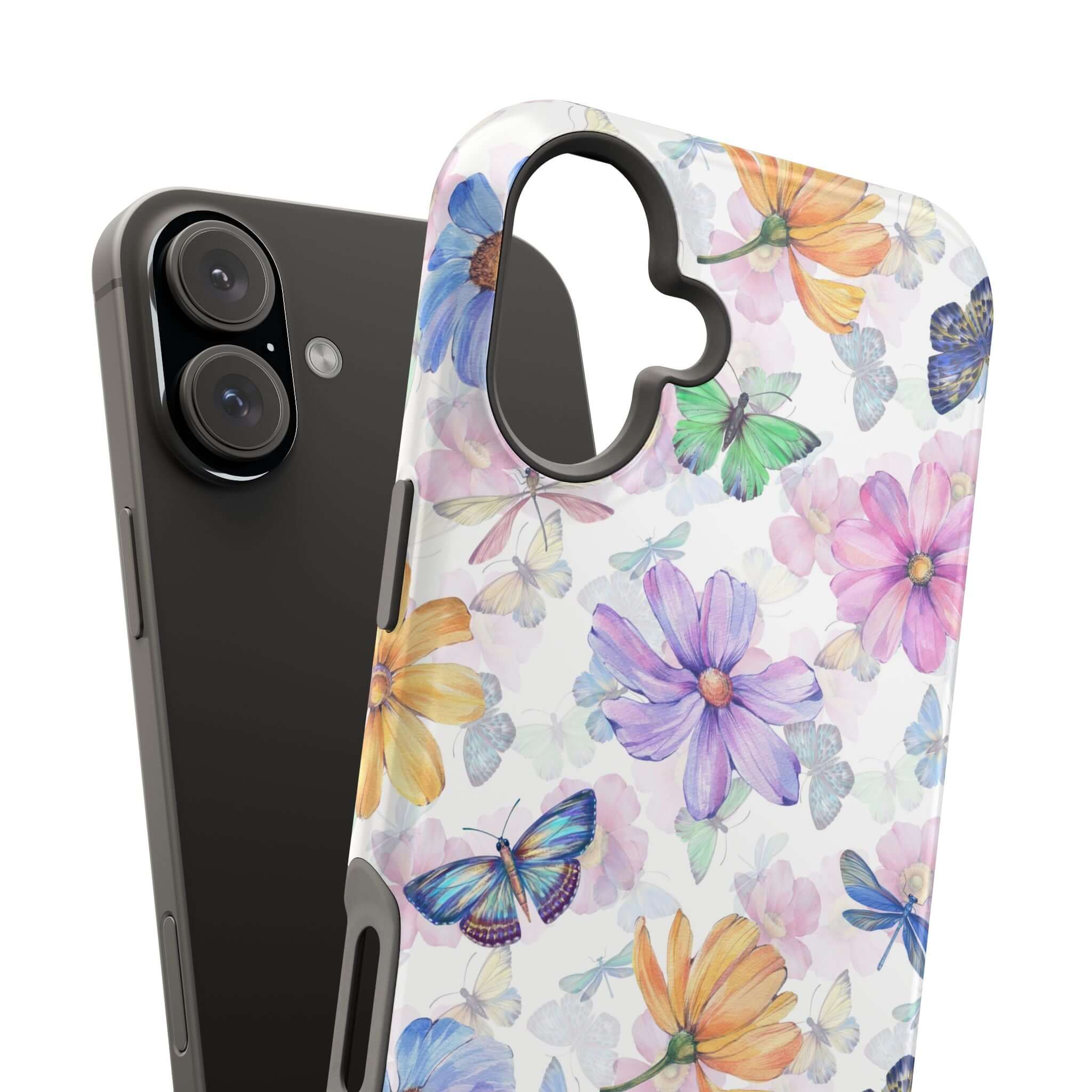 Fluttering Blooms watercolor butterfly MagSafe iPhone 16 case with cute design on protective phone case