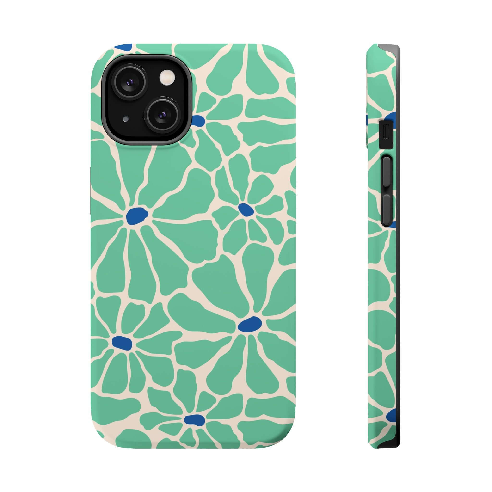 Cute phone cover featuring a tropical floral design on a green background, perfect for Apple iPhone.