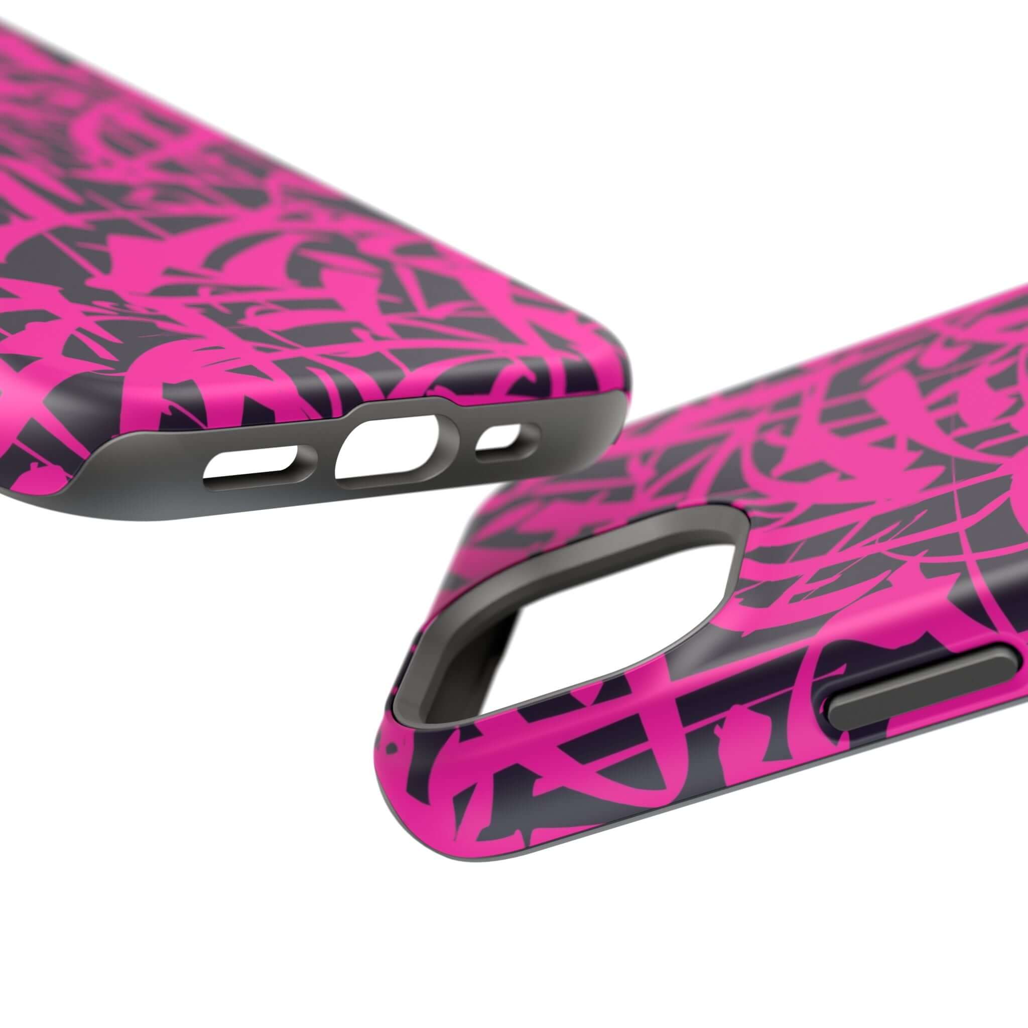 Cute phone cover with pink abstract design, perfect MagSafe iPhone case for art lovers and stylish protection.